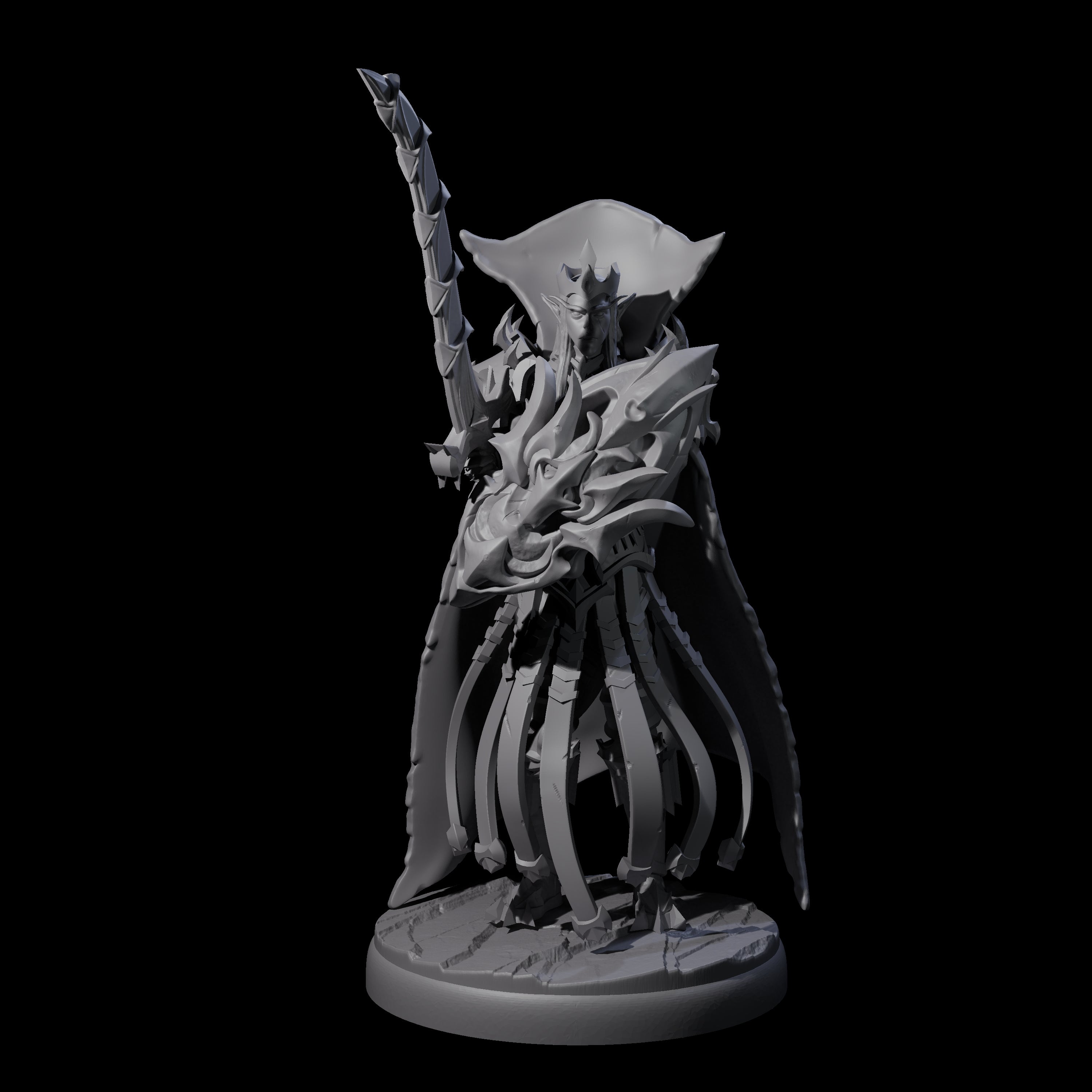 Royal Dark Elf Knight Phalanx Miniature for Dungeons and Dragons, Pathfinder or other TTRPGs
