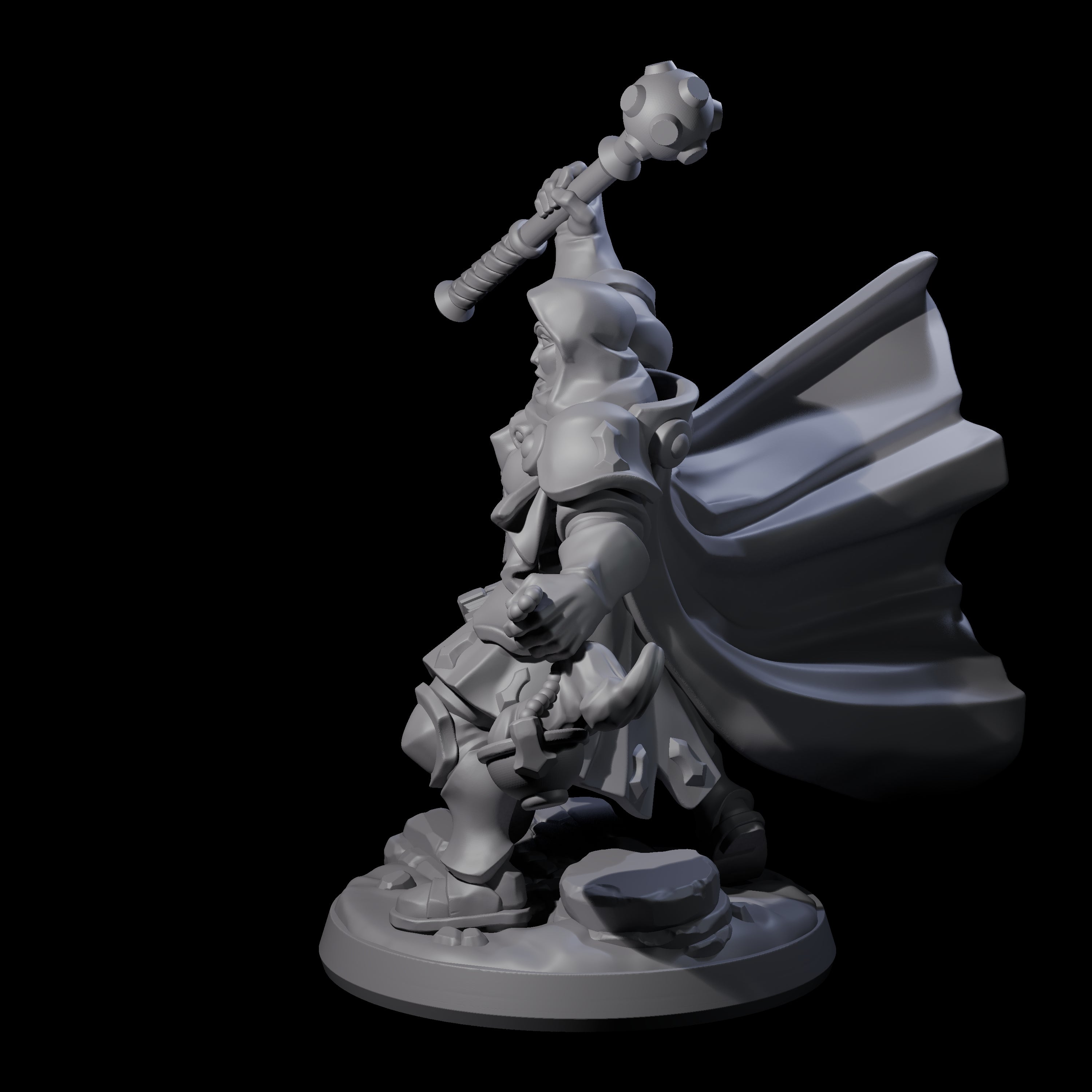 Saluting Warrior Priest Miniature for Dungeons and Dragons, Pathfinder or other TTRPGs