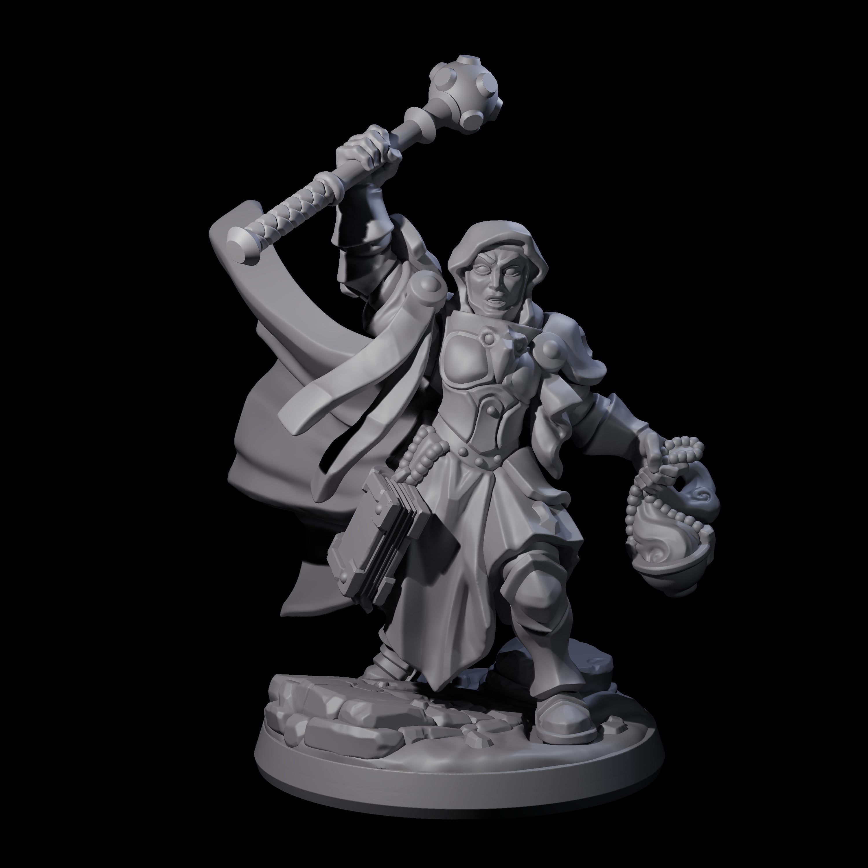 Saluting Warrior Priest Miniature for Dungeons and Dragons, Pathfinder or other TTRPGs