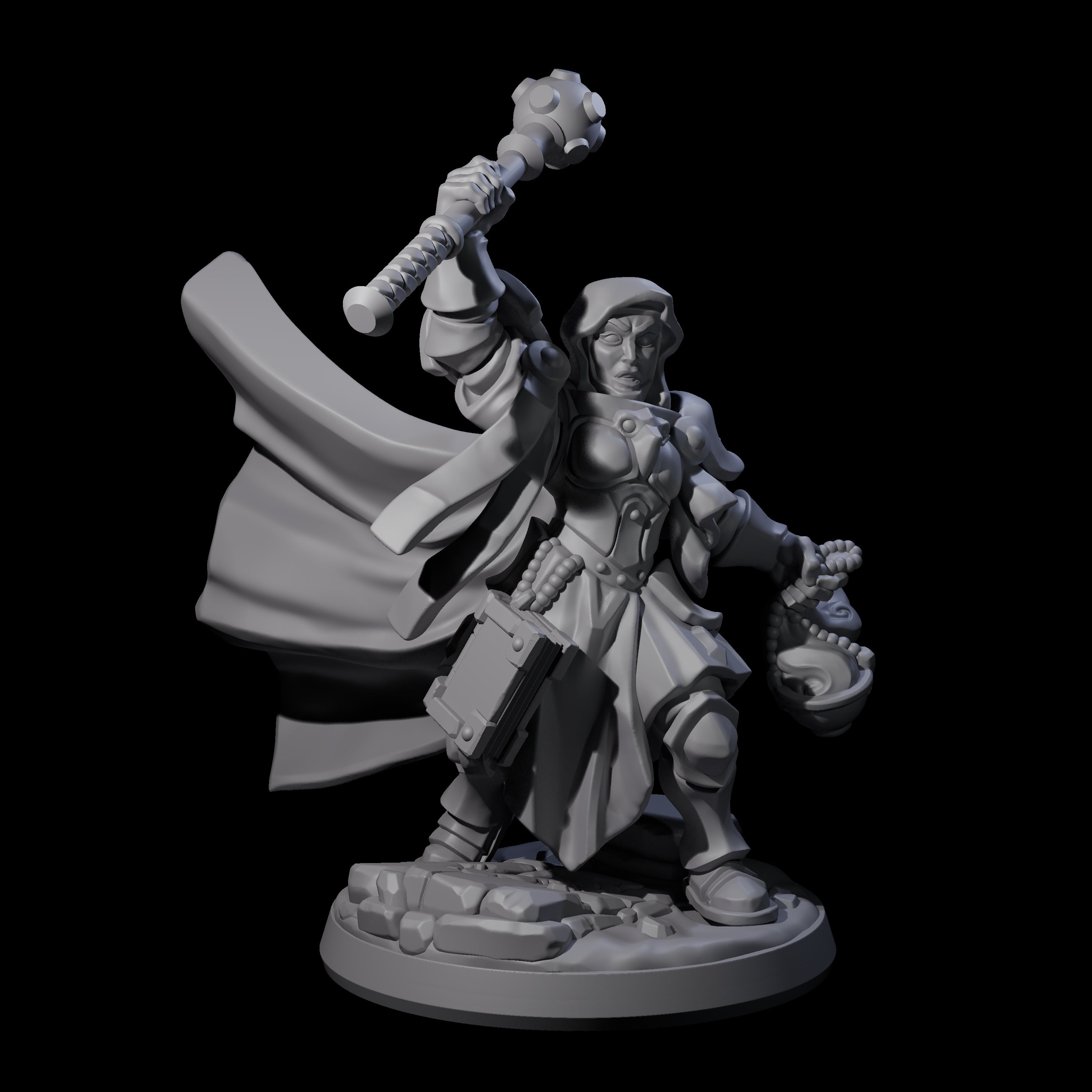 Saluting Warrior Priest Miniature for Dungeons and Dragons, Pathfinder or other TTRPGs