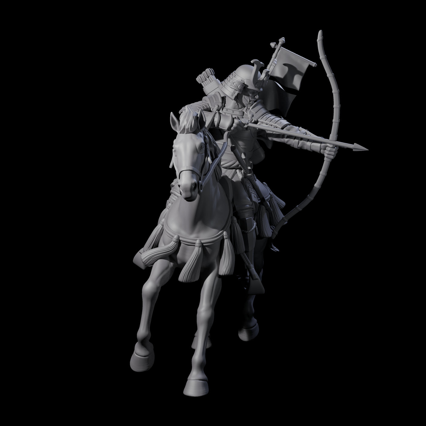 Samuari on Horseback Firing Arrow Miniature for Dungeons and Dragons, Pathfinder or other TTRPGs