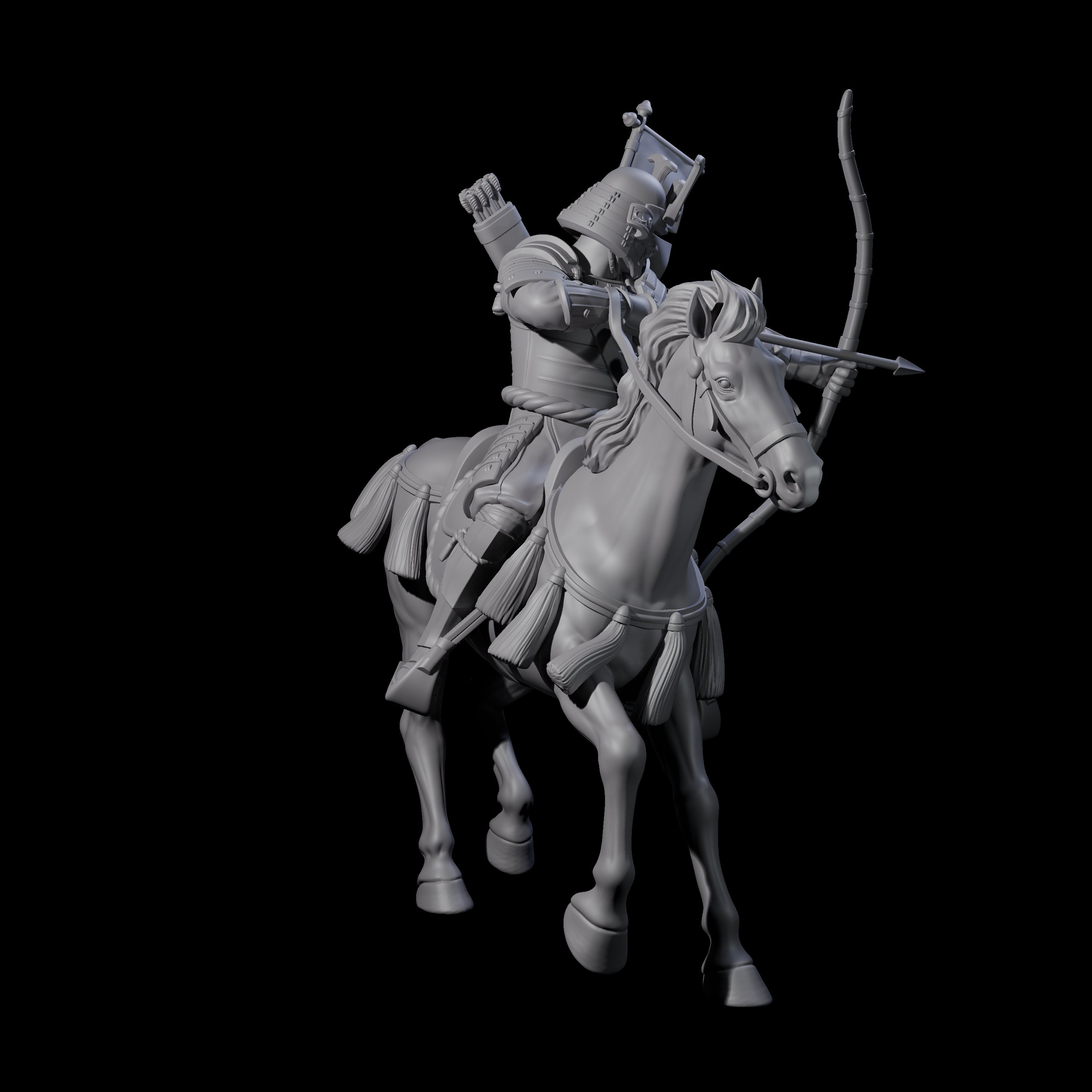 Samuari on Horseback Firing Arrow Miniature for Dungeons and Dragons, Pathfinder or other TTRPGs