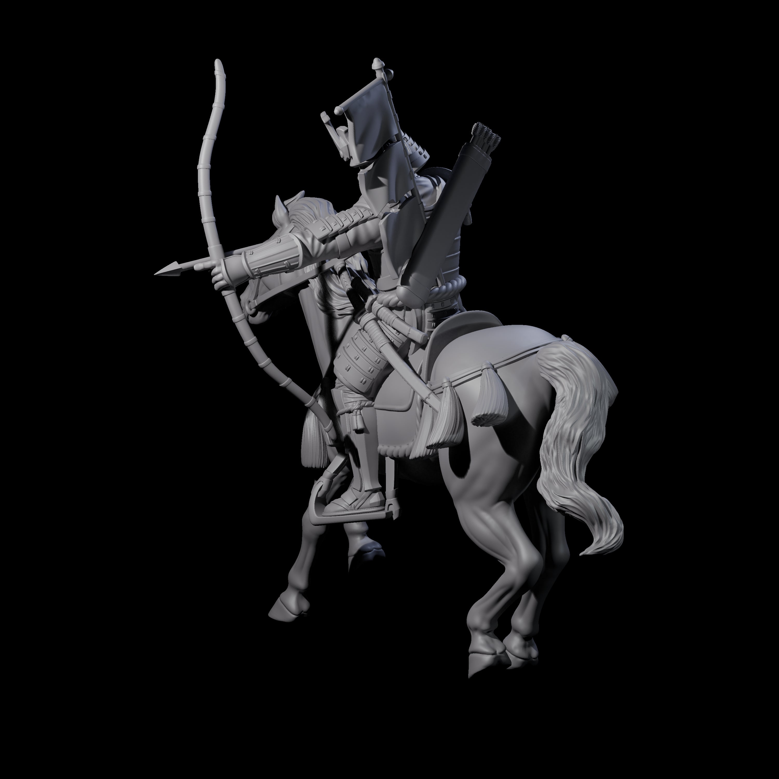 Samuari on Horseback Firing Arrow Miniature for Dungeons and Dragons, Pathfinder or other TTRPGs