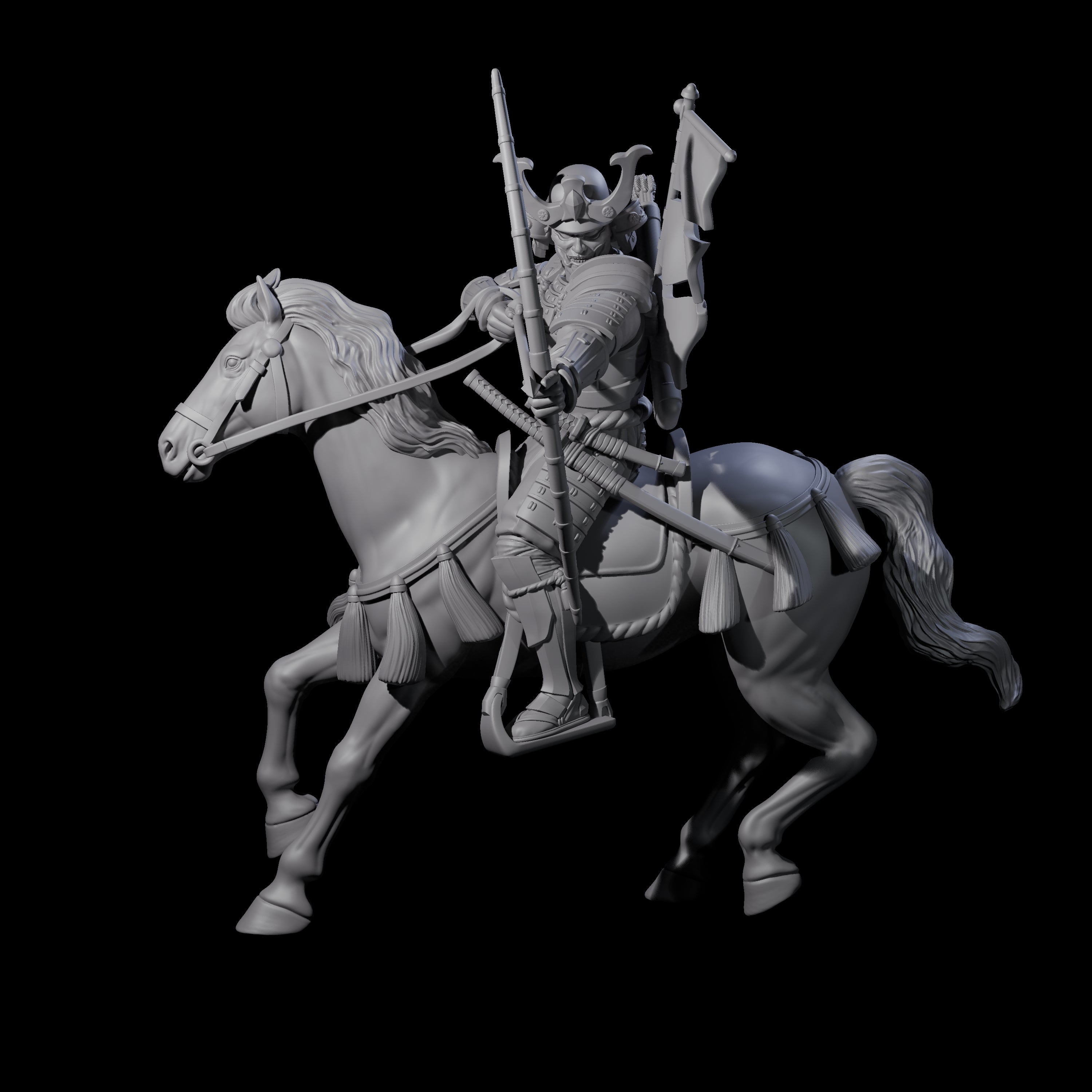 Samuari on Horseback Firing Arrow Miniature for Dungeons and Dragons, Pathfinder or other TTRPGs