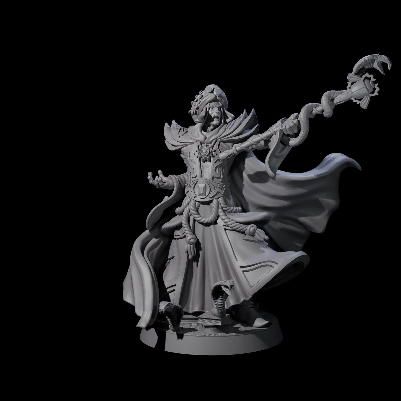 Sand Staff Court Magician Miniature for Dungeons and Dragons, Pathfinder or other TTRPGs