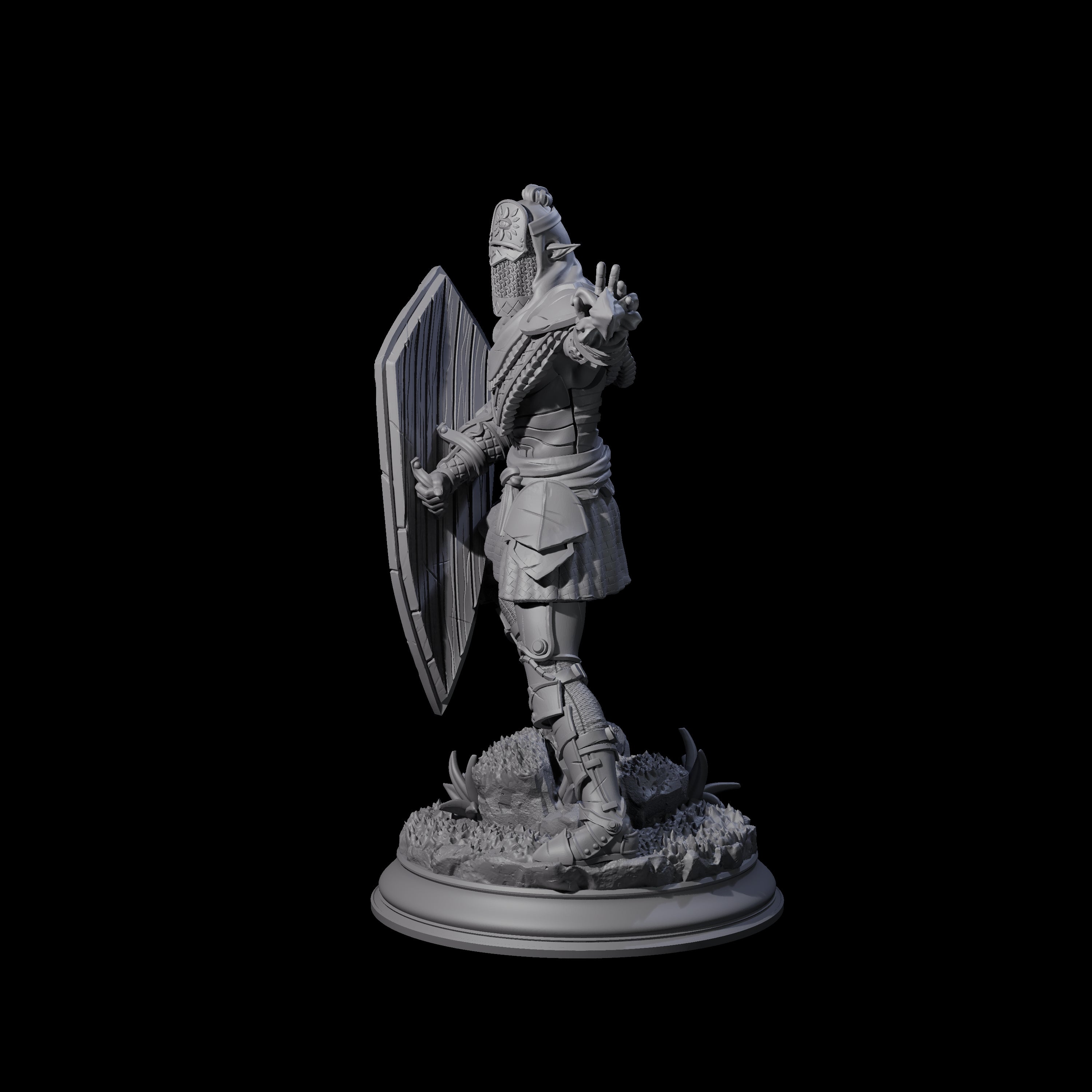 Sandy Elf Crusader Battlemage Miniature for Dungeons and Dragons, Pathfinder or other TTRPGs