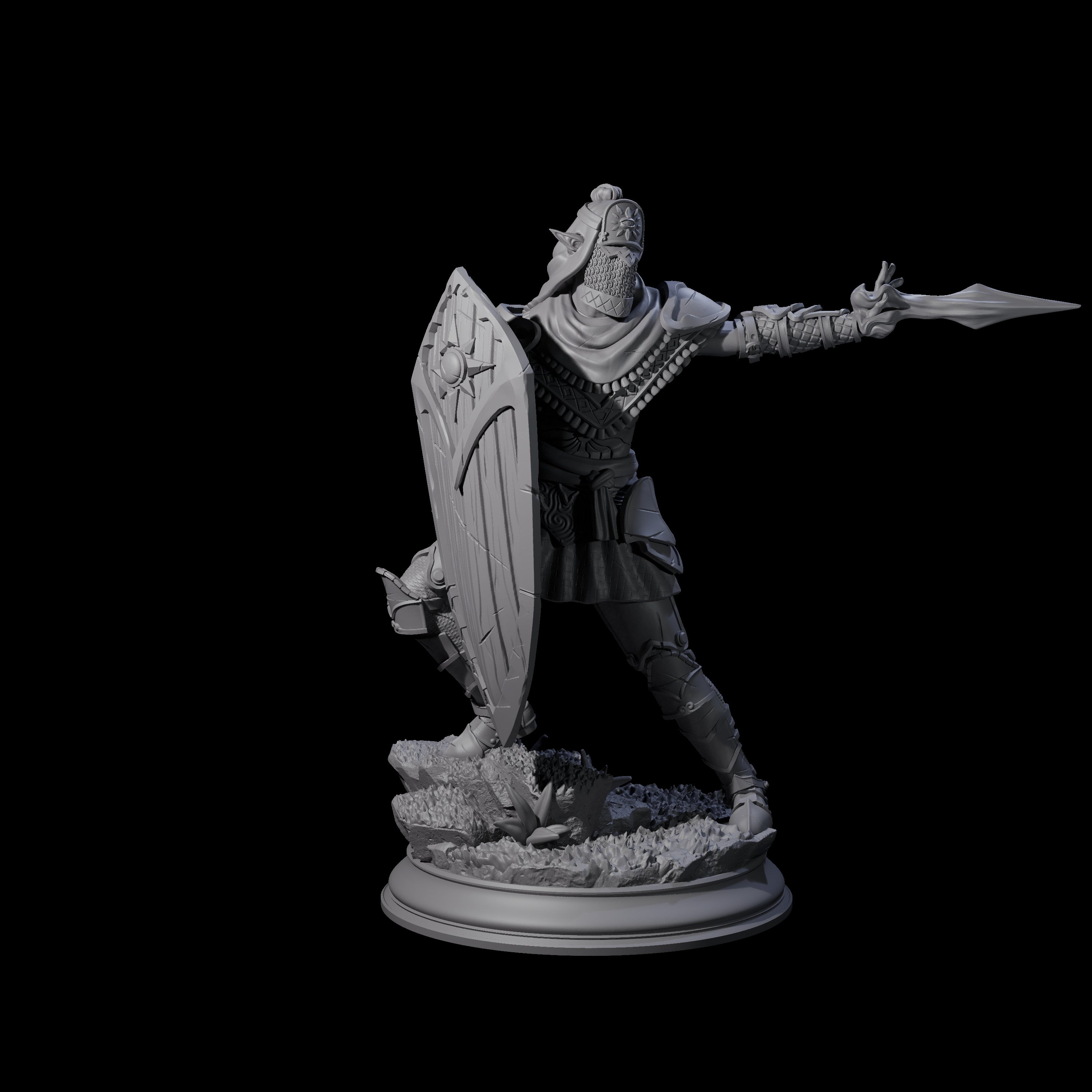 Sandy Elf Crusader Battlemage Miniature for Dungeons and Dragons, Pathfinder or other TTRPGs