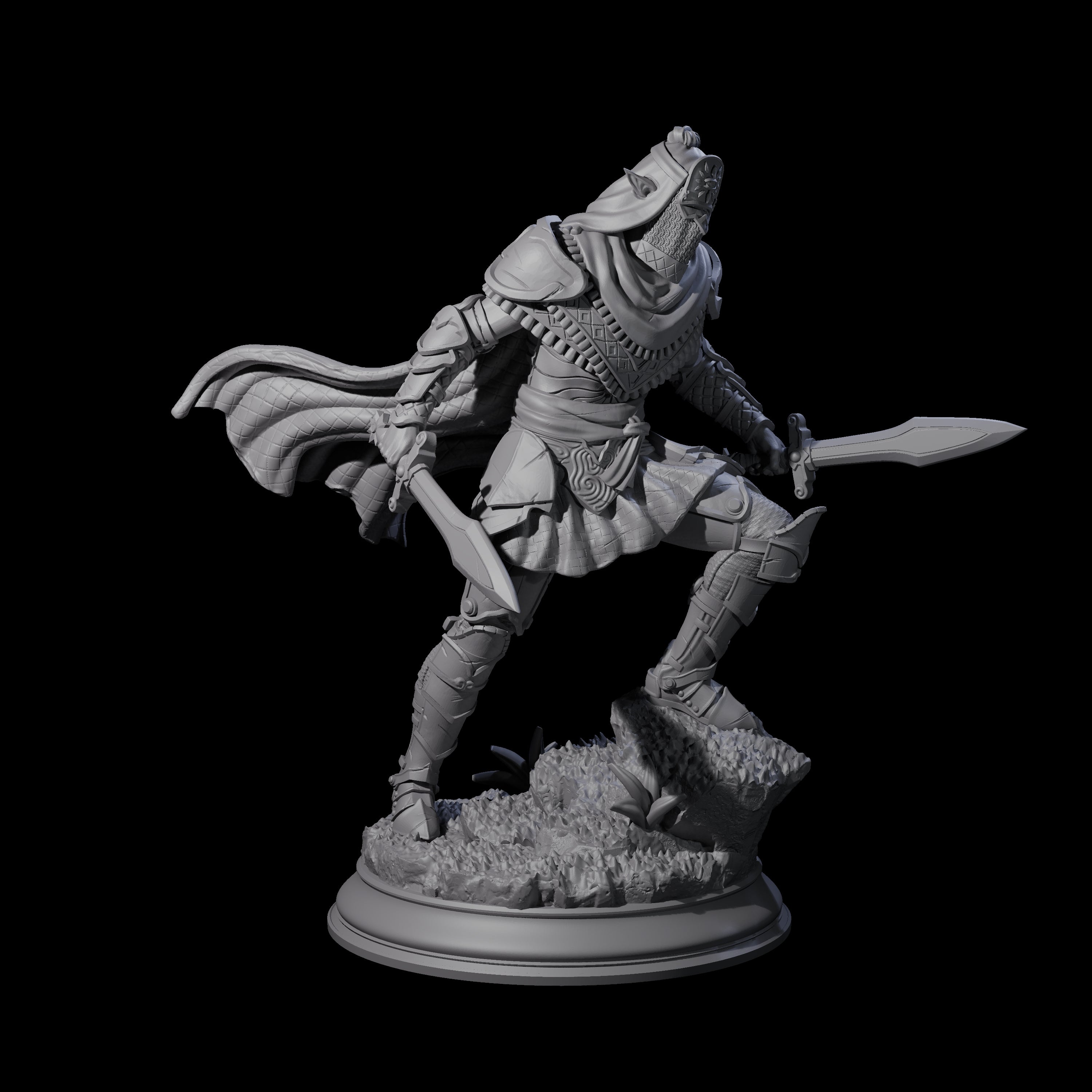 Sandy Elf Crusader Duelist Miniature for Dungeons and Dragons, Pathfinder or other TTRPGs