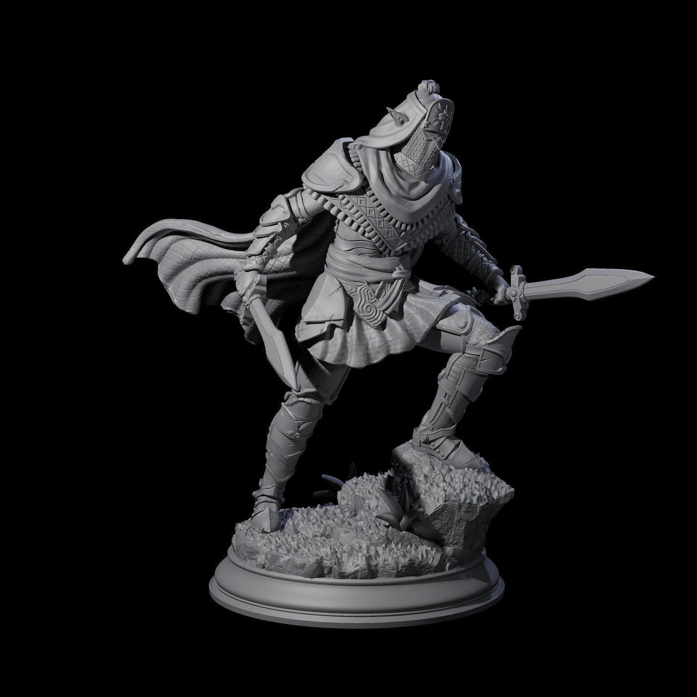 Sandy Elf Crusader Duelist Miniature for Dungeons and Dragons, Pathfinder or other TTRPGs
