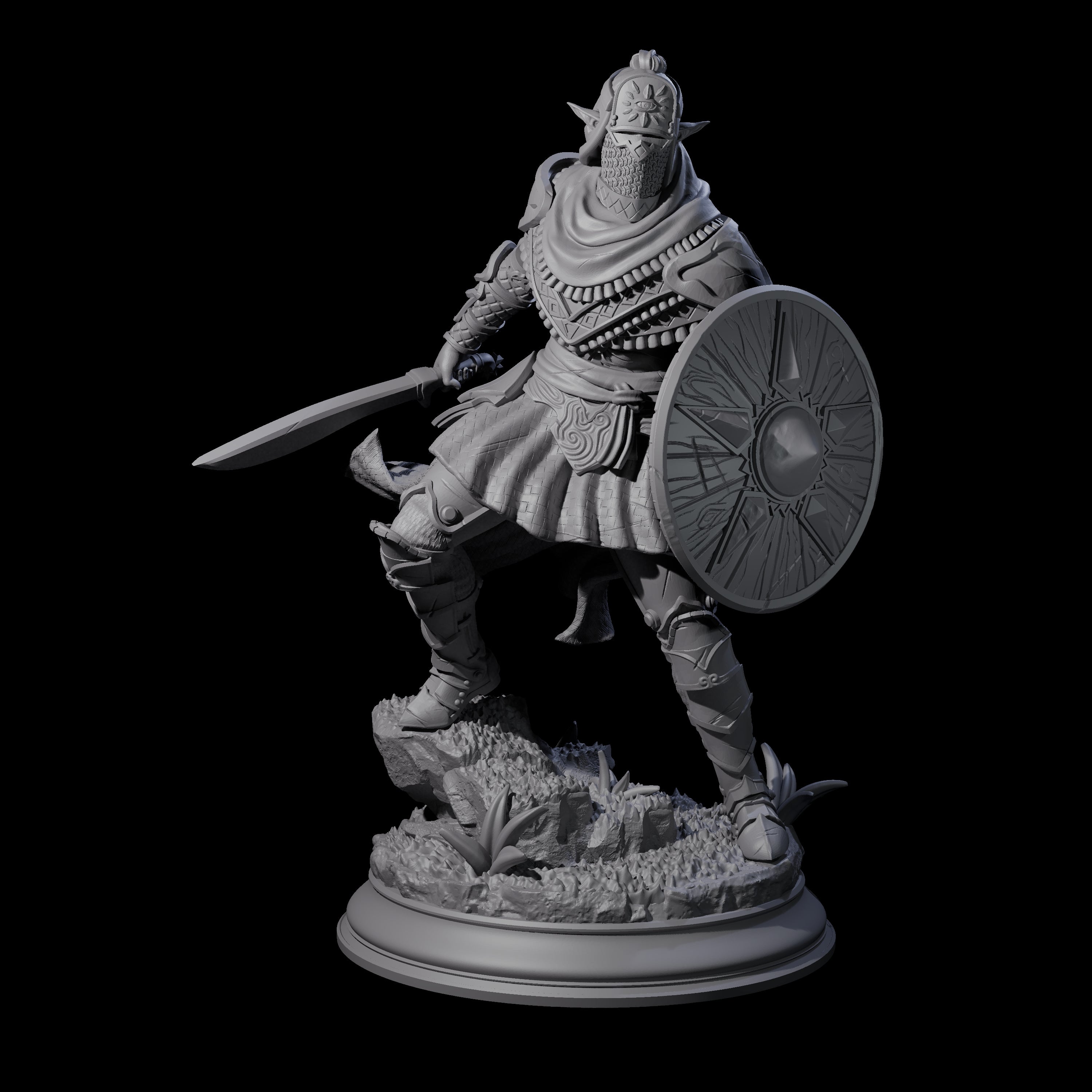 Sandy Elf Crusader Warrior Miniature for Dungeons and Dragons, Pathfinder or other TTRPGs