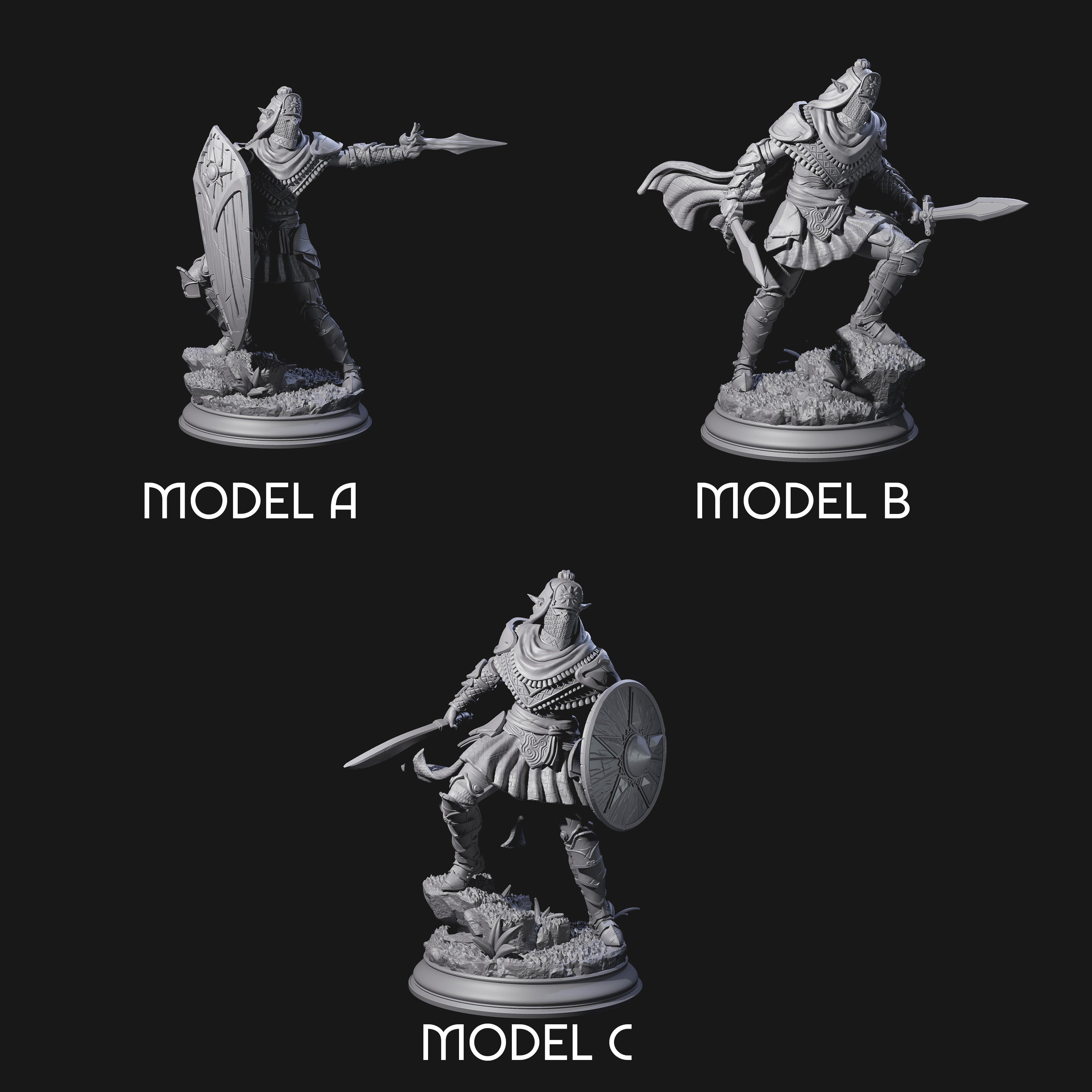 Sandy Elf Crusaders Miniature for Dungeons and Dragons, Pathfinder or other TTRPGs