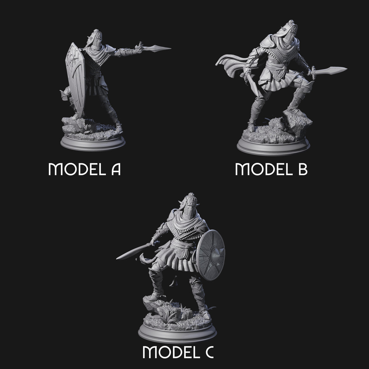 Sandy Elf Crusaders Miniature for Dungeons and Dragons, Pathfinder or other TTRPGs