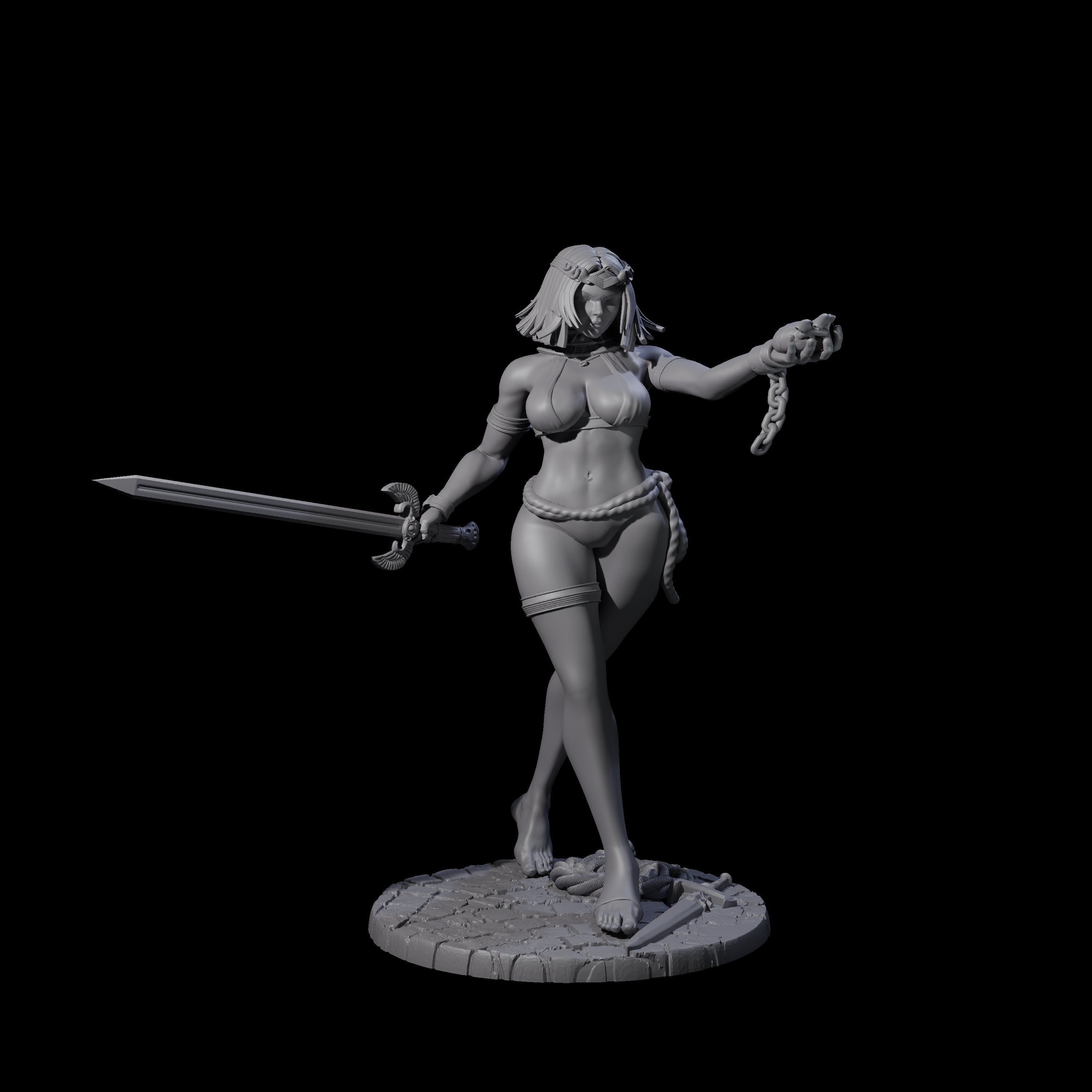 Saphire - Slave Fighter Miniature for Dungeons and Dragons, Pathfinder or other TTRPGs