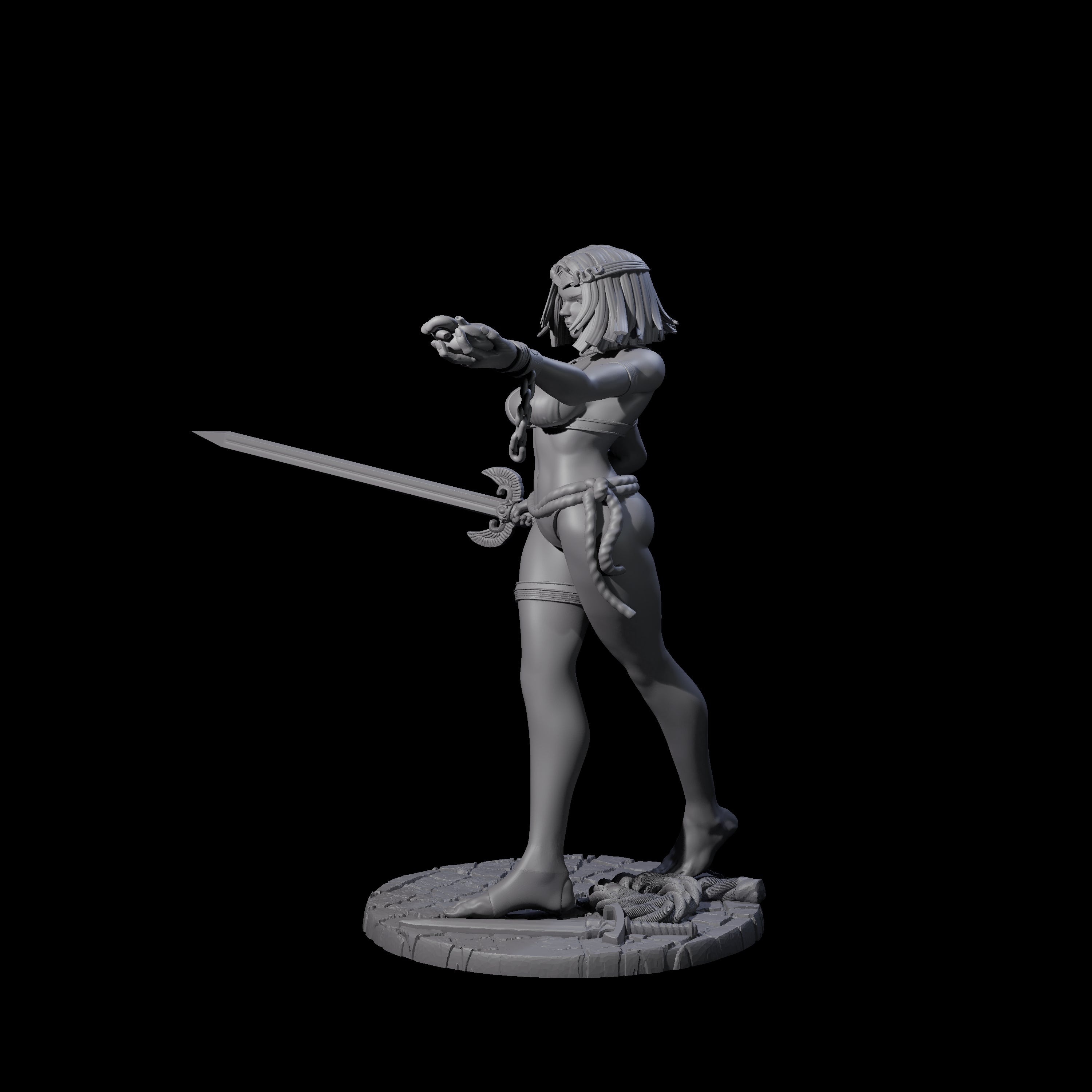 Saphire - Slave Fighter Miniature for Dungeons and Dragons, Pathfinder or other TTRPGs
