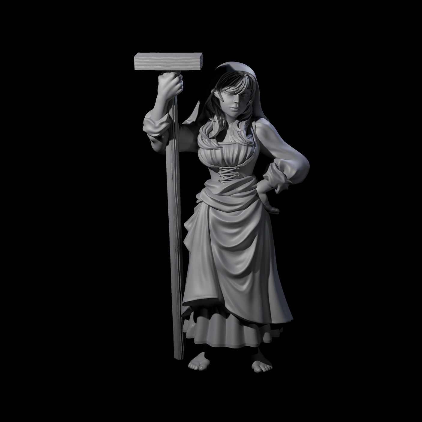 Sarcastic Washerwoman Miniature for Dungeons and Dragons, Pathfinder or other TTRPGs