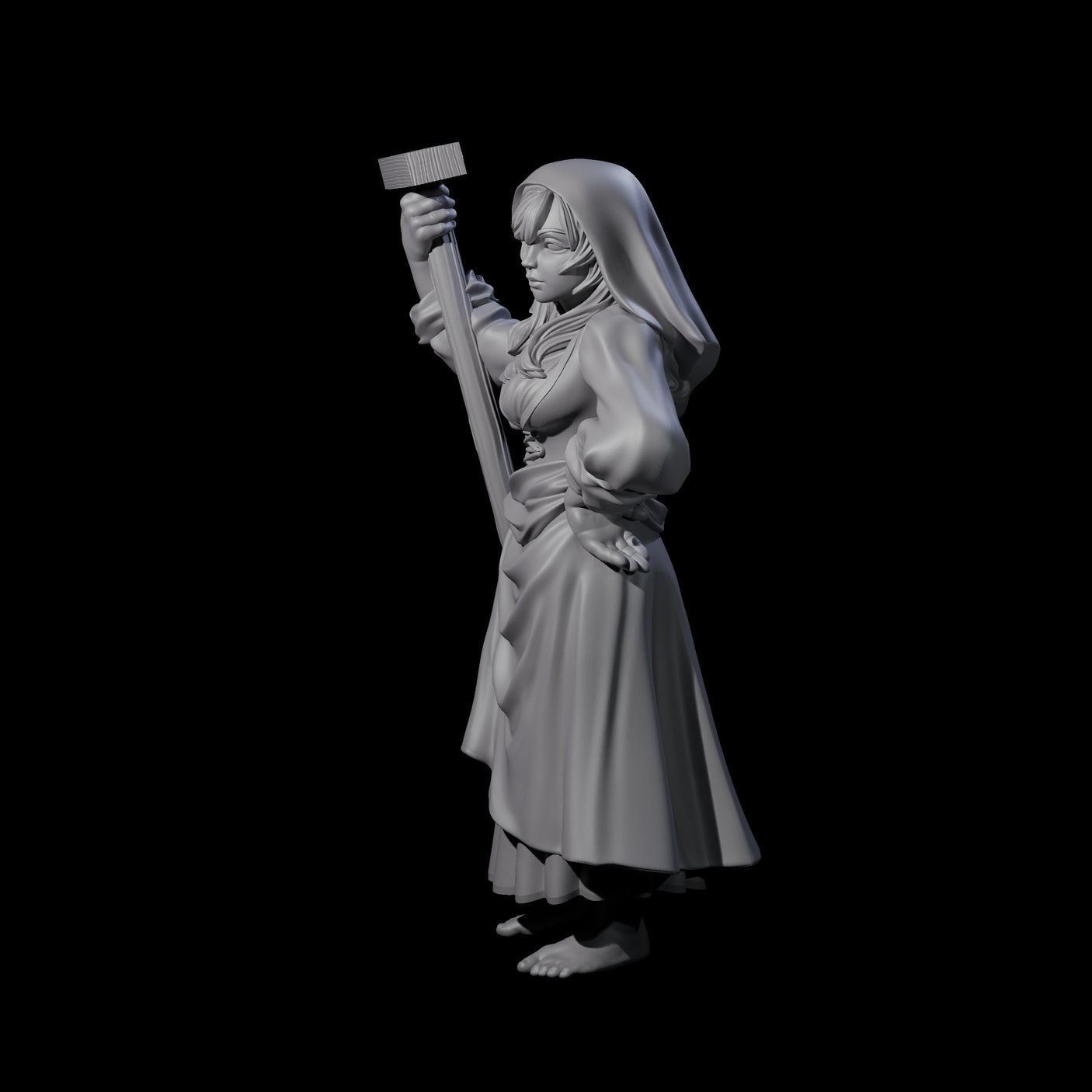 Sarcastic Washerwoman Miniature for Dungeons and Dragons, Pathfinder or other TTRPGs