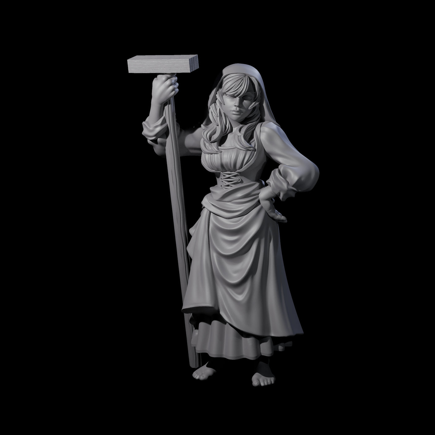 Sarcastic Washerwoman Miniature for Dungeons and Dragons, Pathfinder or other TTRPGs