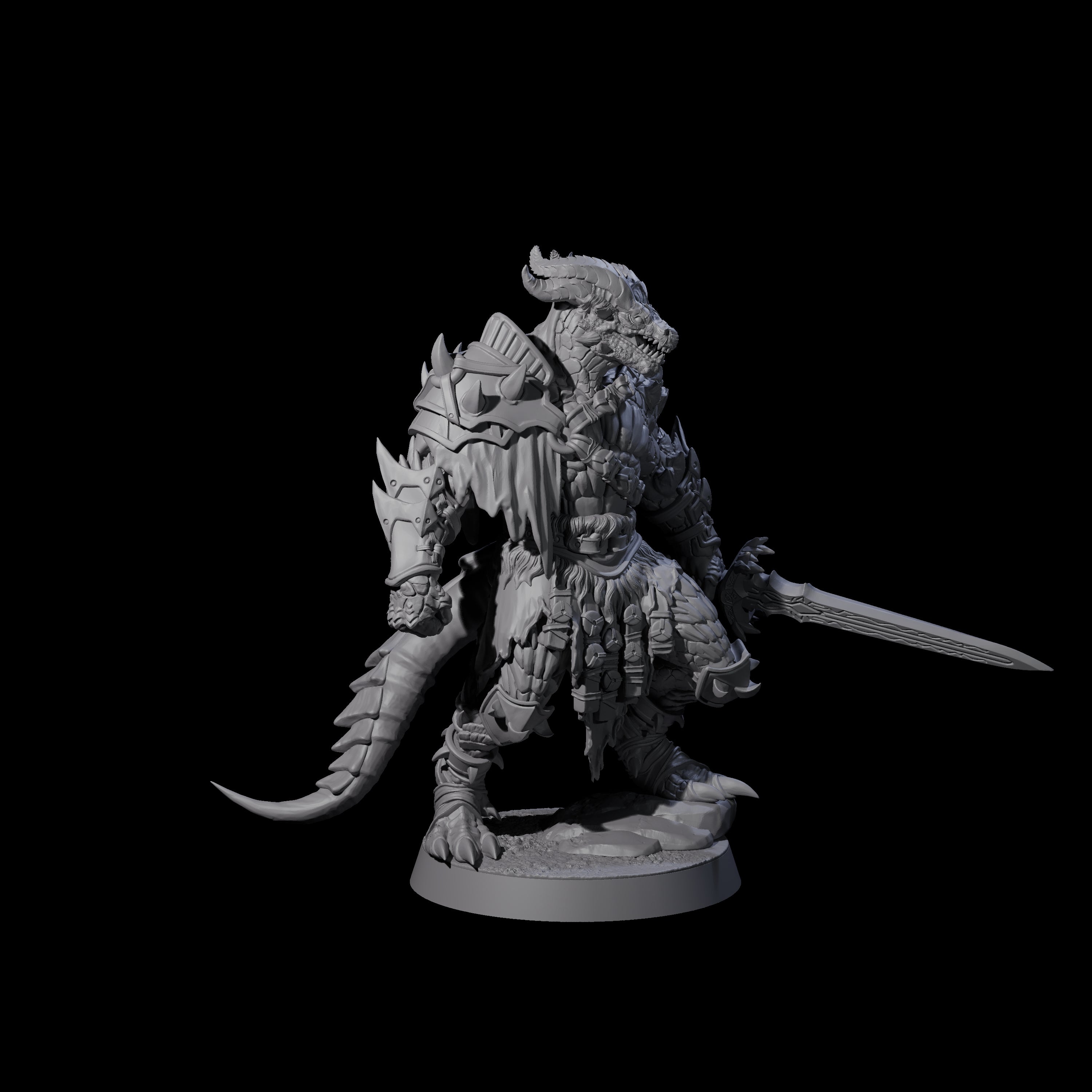 Scaled Dragonborn Swordsman Miniature for Dungeons and Dragons, Pathfinder or other TTRPGs