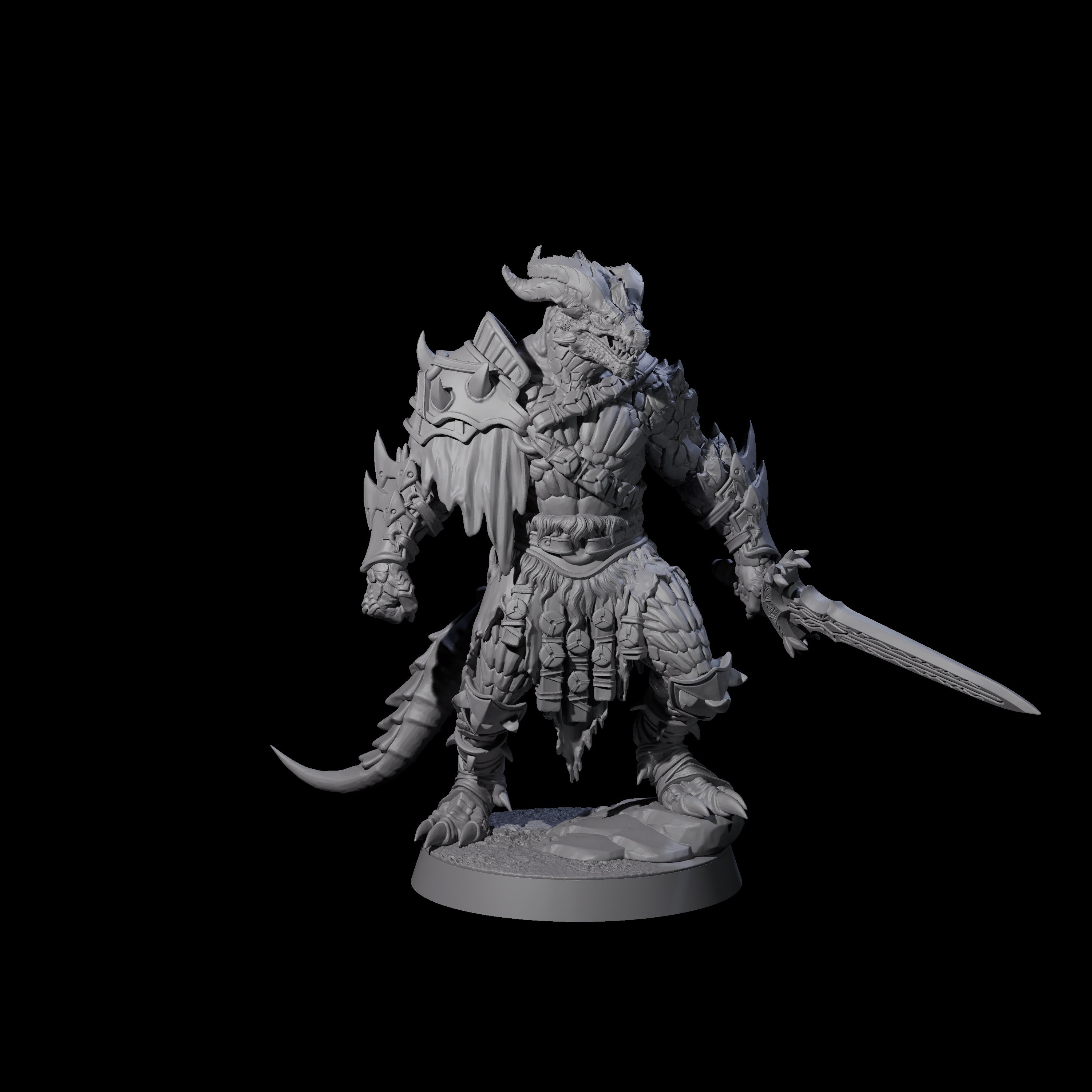 Scaled Dragonborn Swordsman Miniature for Dungeons and Dragons, Pathfinder or other TTRPGs