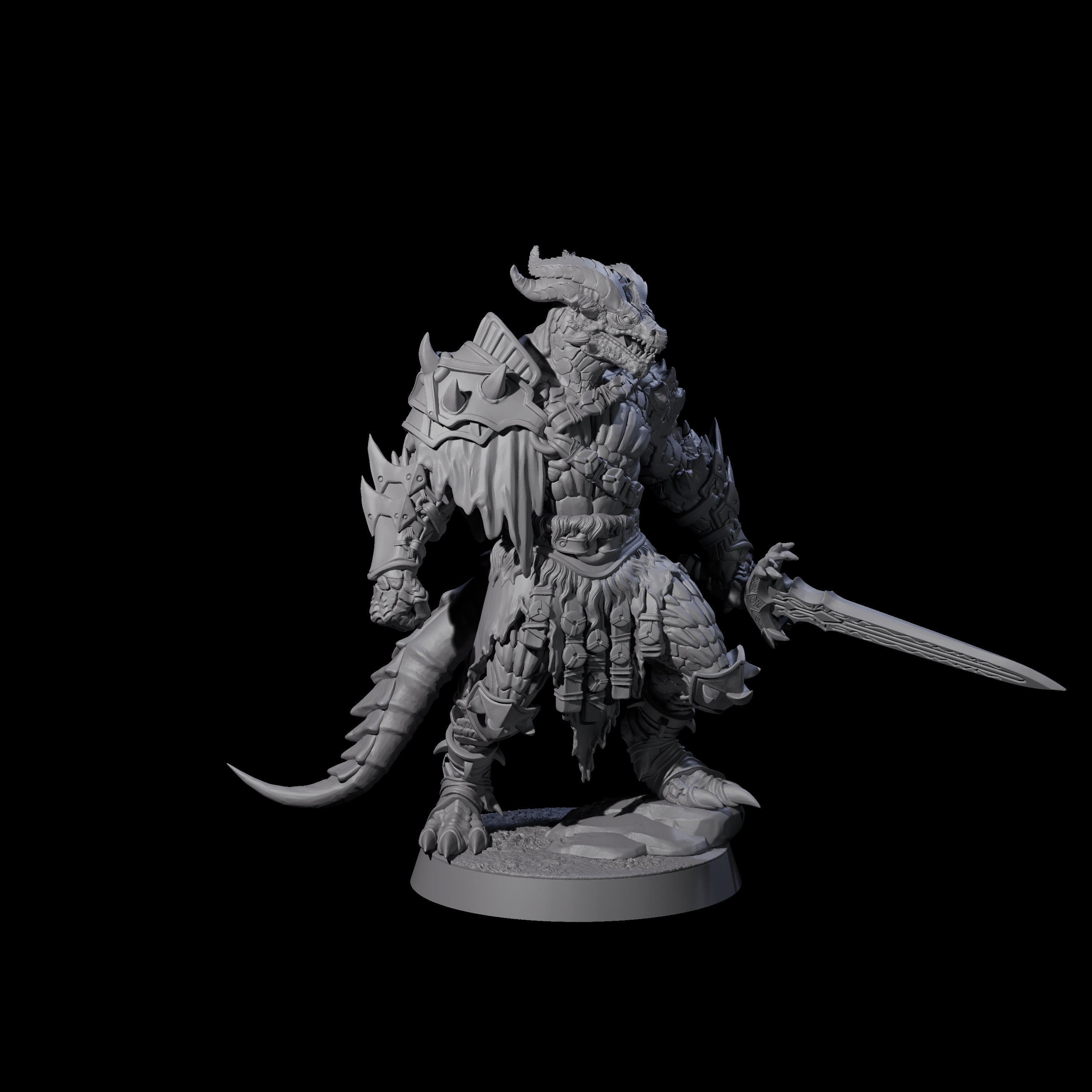 Scaled Dragonborn Swordsman Miniature for Dungeons and Dragons, Pathfinder or other TTRPGs