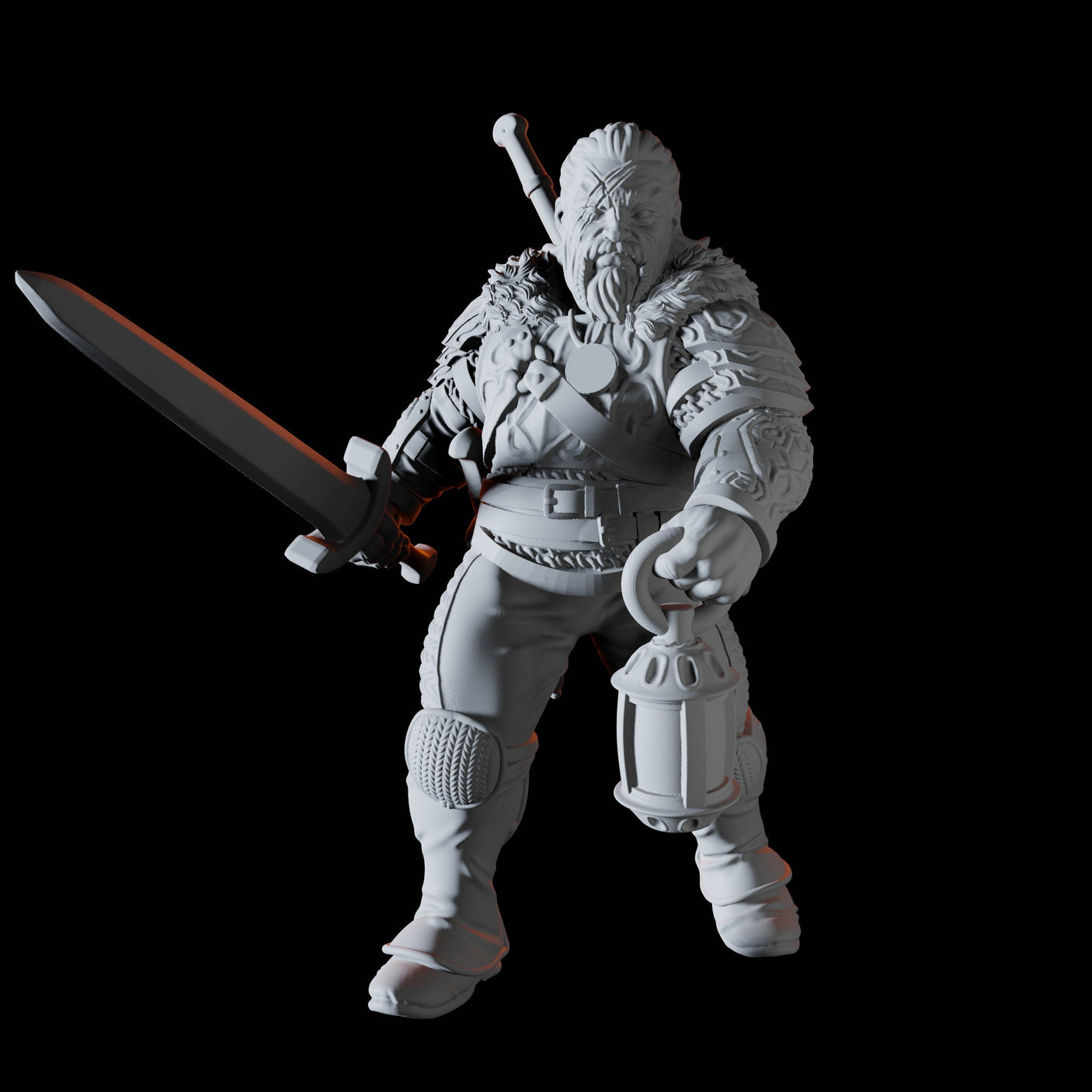 Scarred Monster Hunter Miniature for Dungeons and Dragons, Pathfinder or other TTRPGs