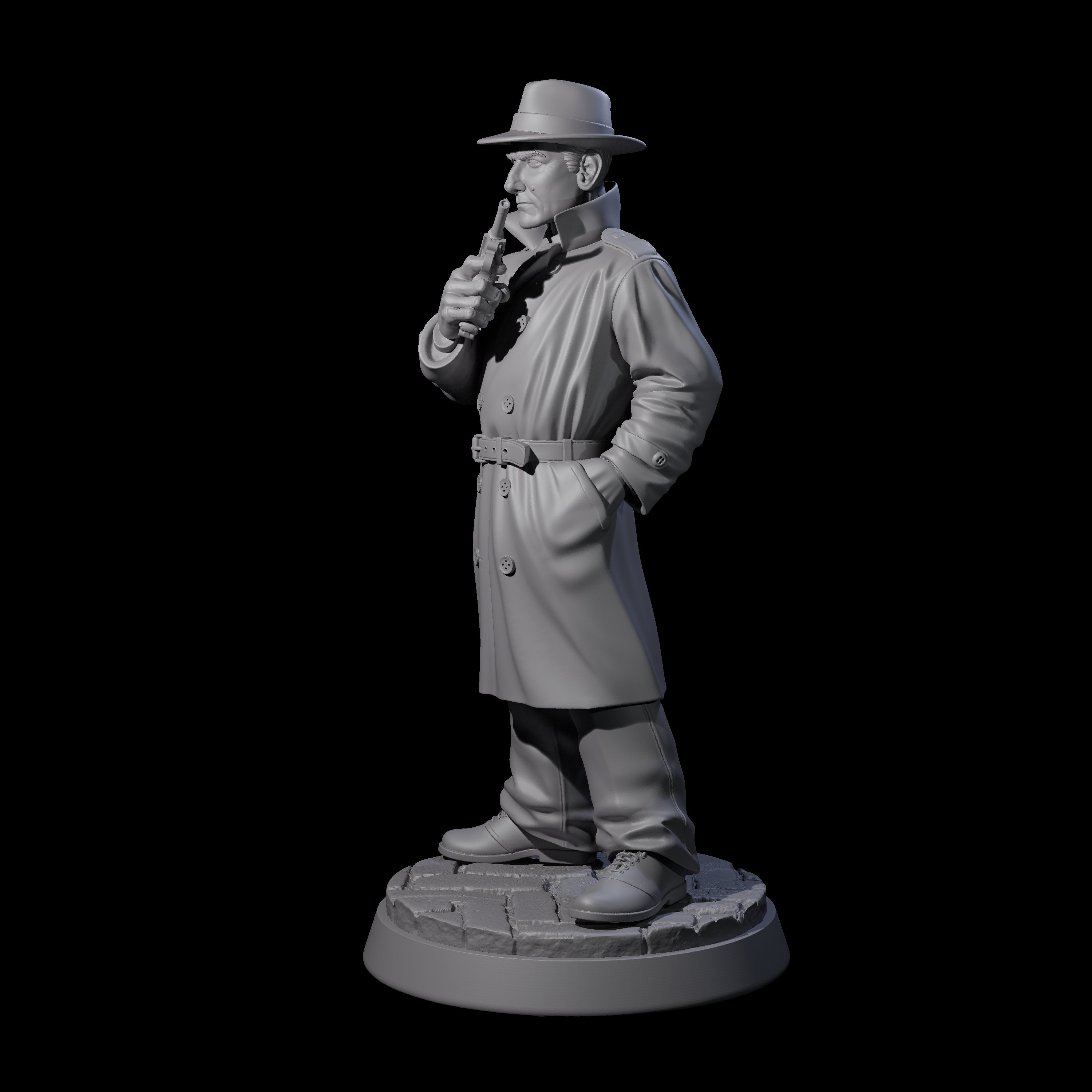 Scowlling Private Detective Miniature for Dungeons and Dragons, Pathfinder or other TTRPGs