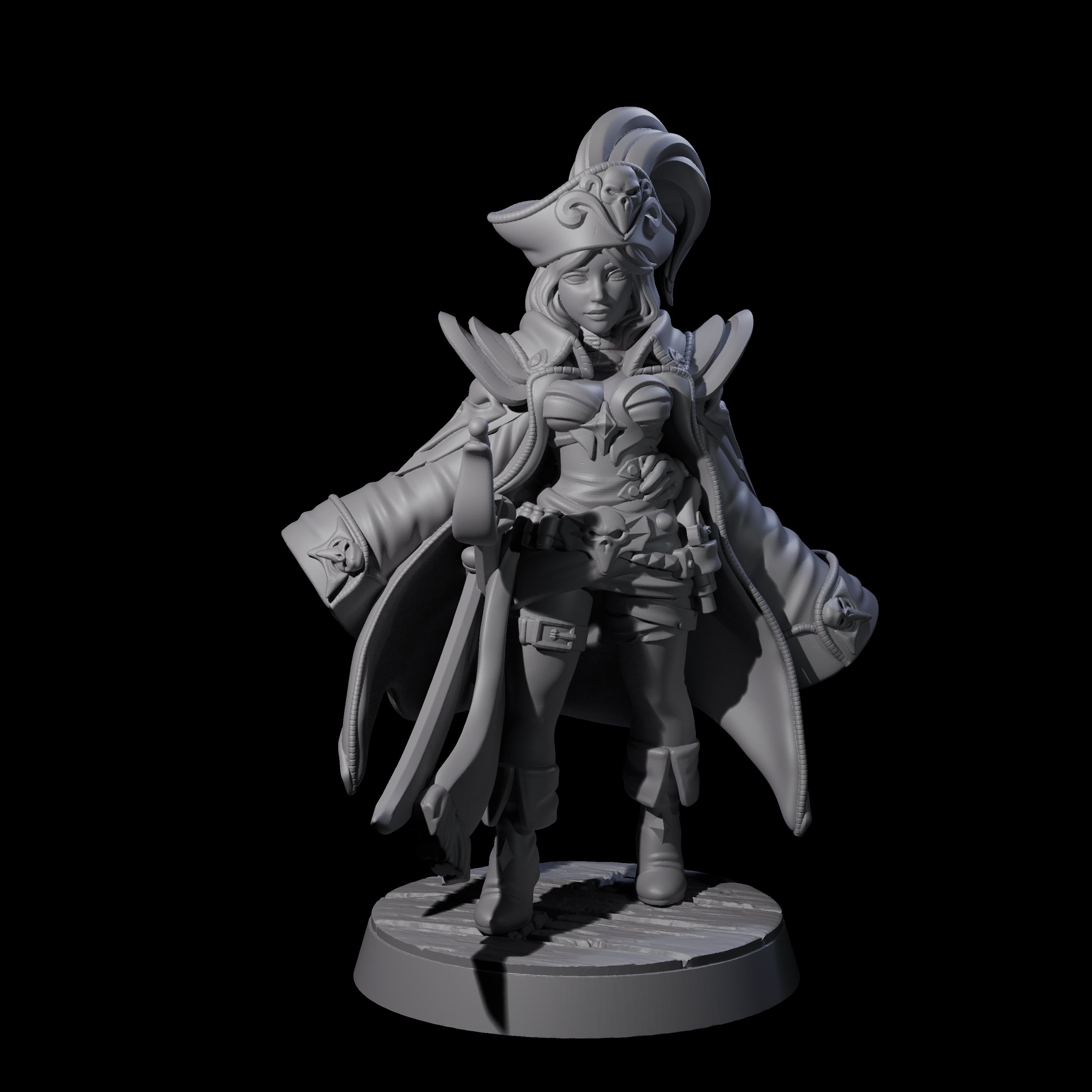 Scurvy Pirate Captain Miniature for Dungeons and Dragons, Pathfinder or other TTRPGs