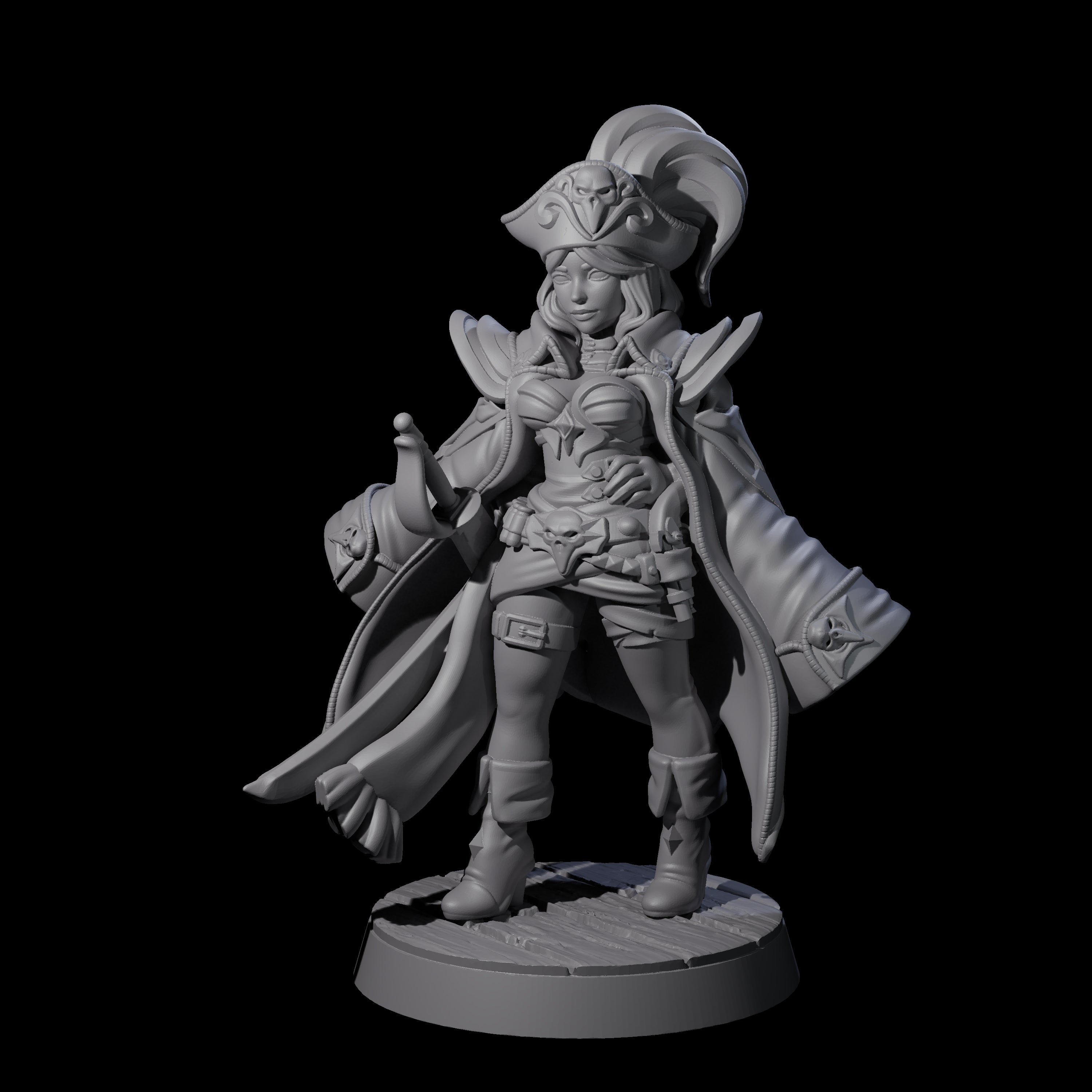 Scurvy Pirate Captain Miniature for Dungeons and Dragons, Pathfinder or other TTRPGs