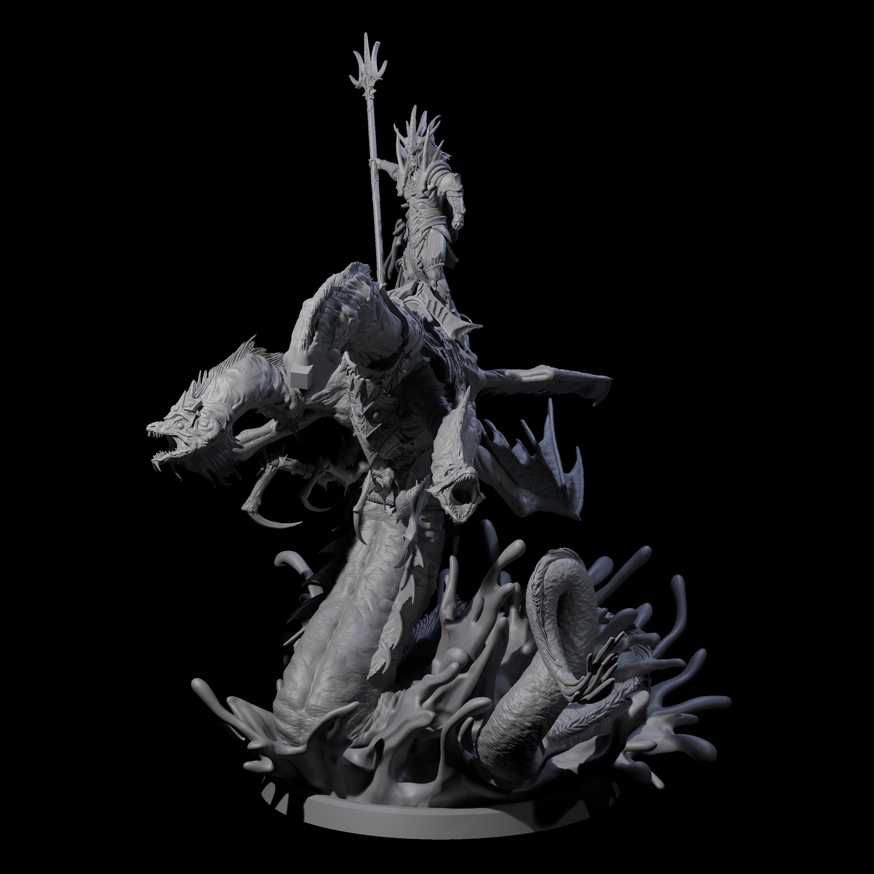 Sea Elf Deeplord Miniature for Dungeons and Dragons, Pathfinder or other TTRPGs