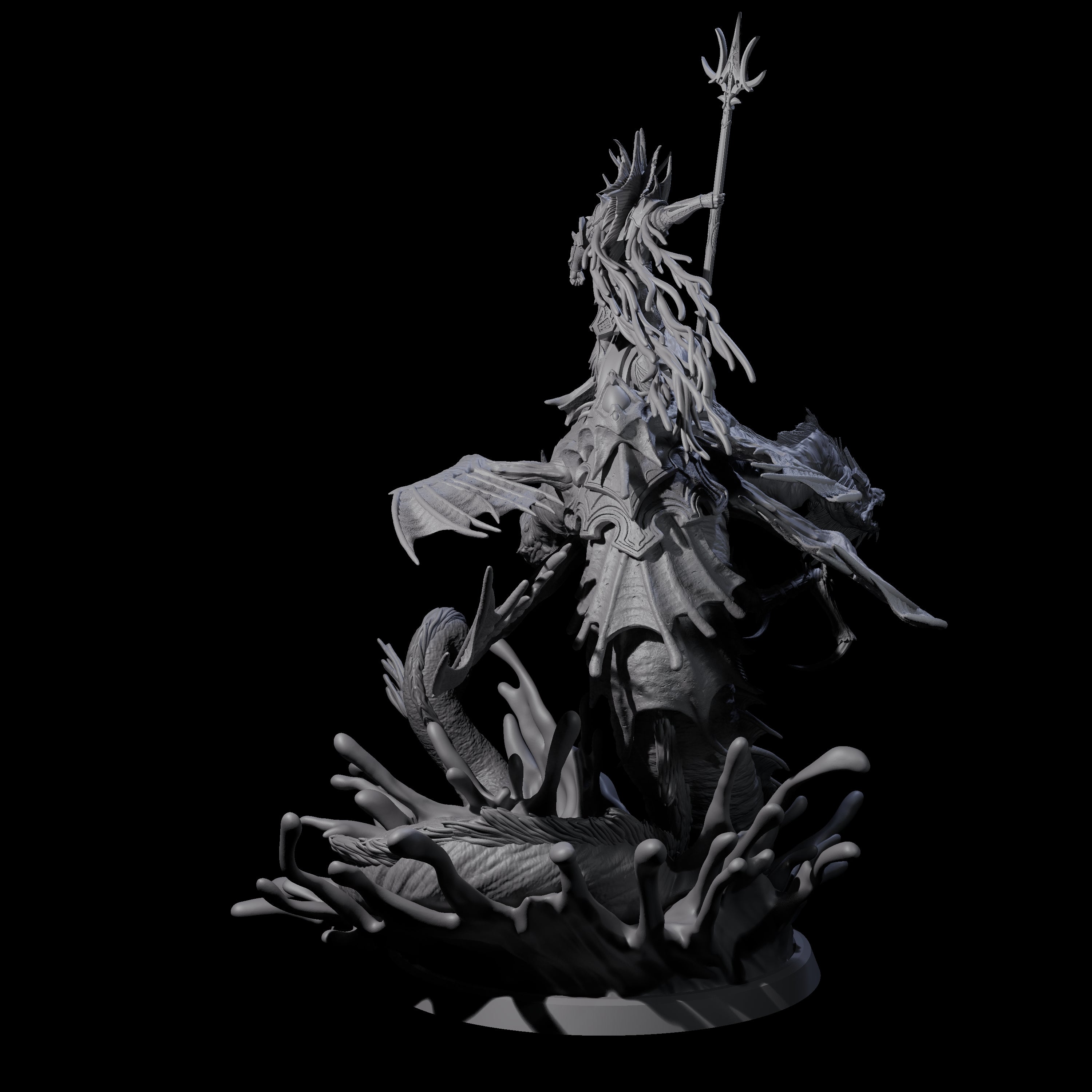 Sea Elf Deeplord Miniature for Dungeons and Dragons, Pathfinder or other TTRPGs