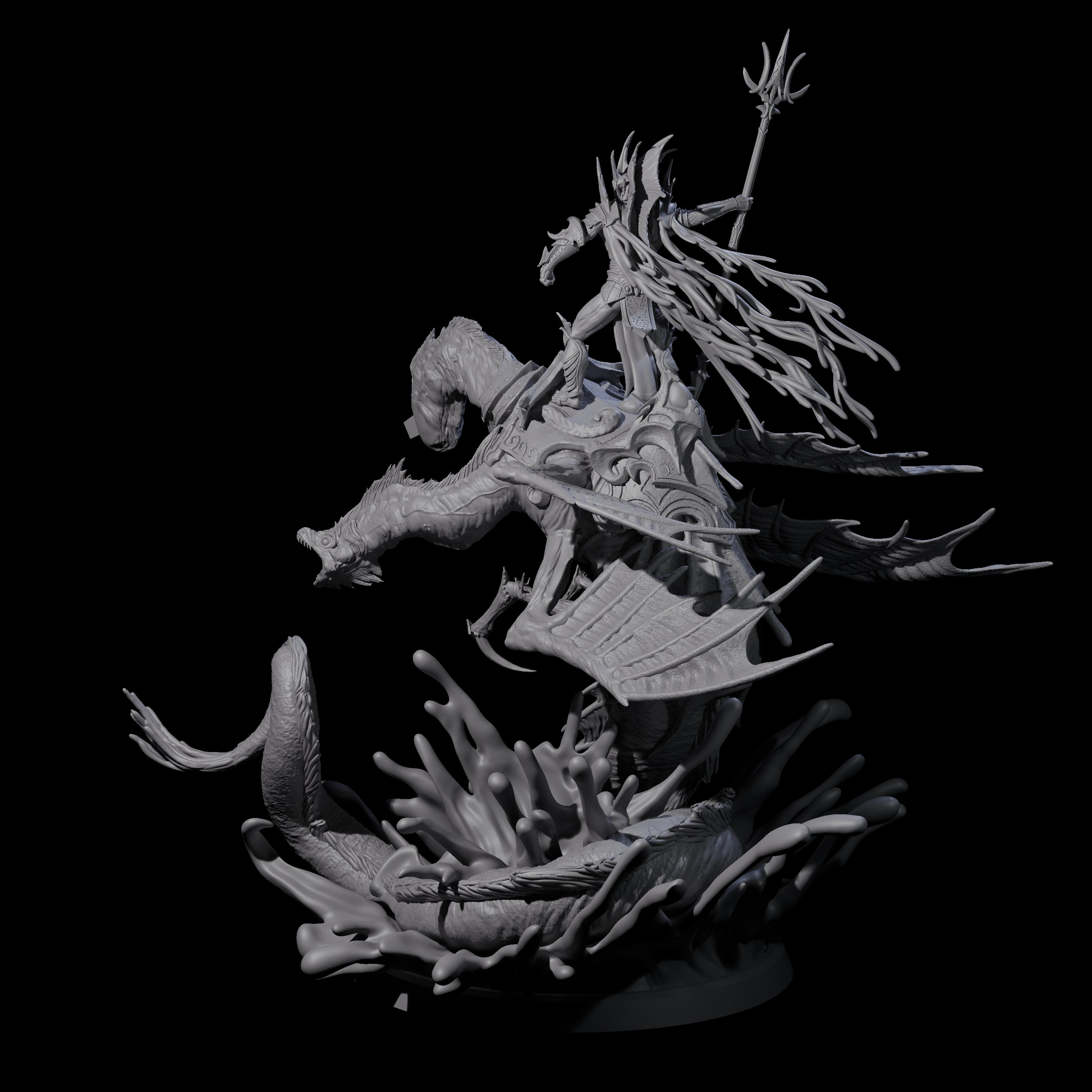 Sea Elf Deeplord Miniature for Dungeons and Dragons, Pathfinder or other TTRPGs