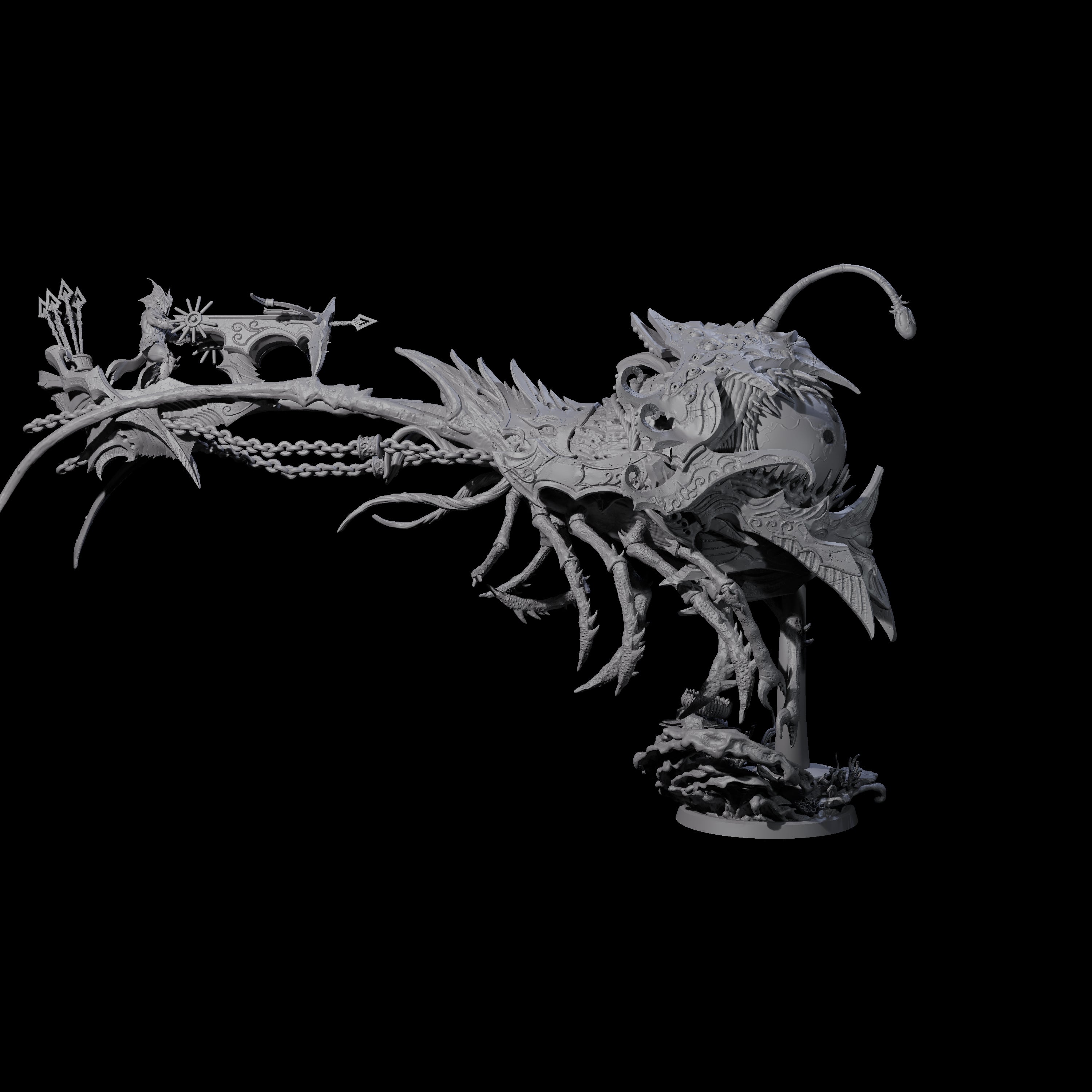 Sea Elf Piloting an Abyssal Lanternfish A Miniature for Dungeons and Dragons, Pathfinder or other TTRPGs