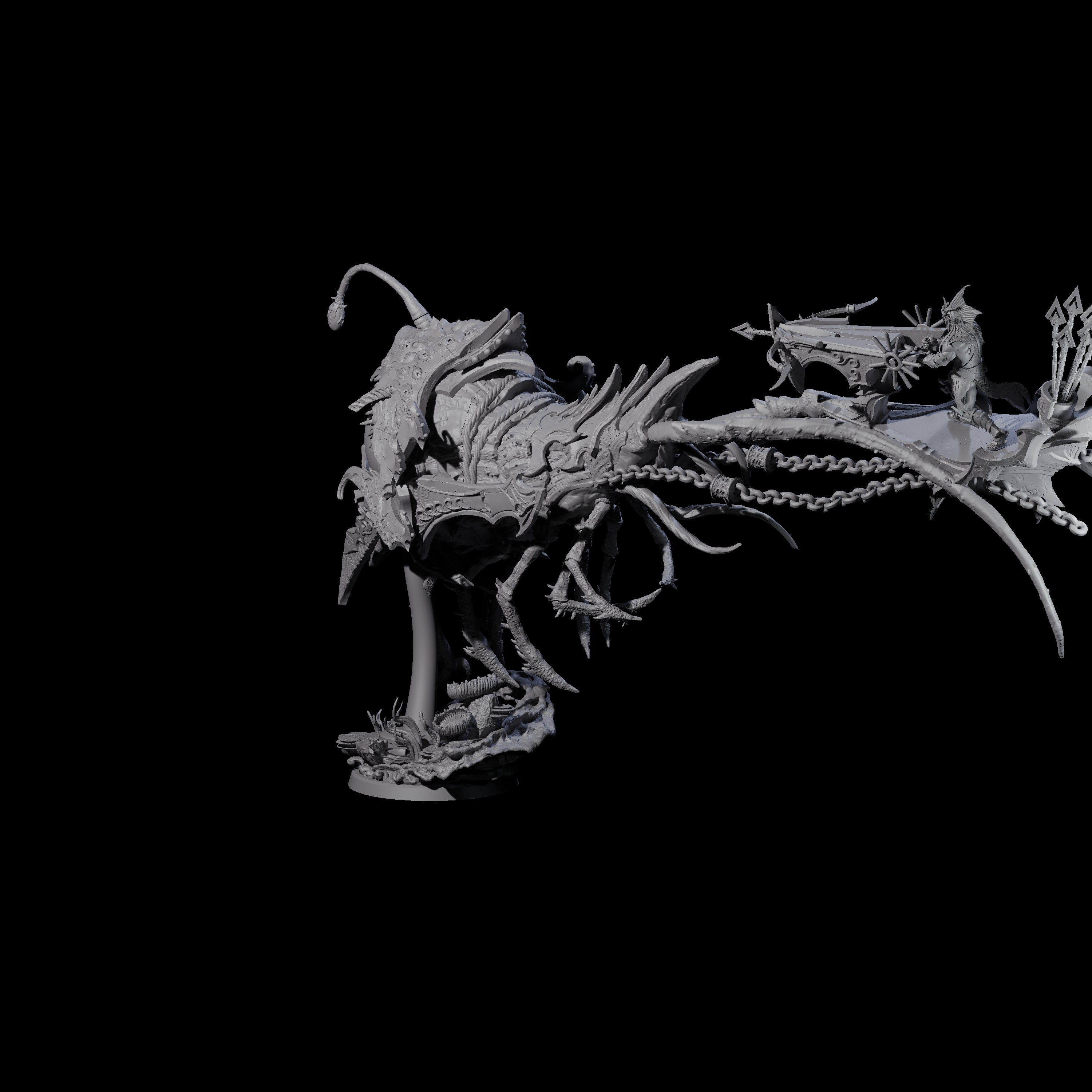 Sea Elf Piloting an Abyssal Lanternfish A Miniature for Dungeons and Dragons, Pathfinder or other TTRPGs