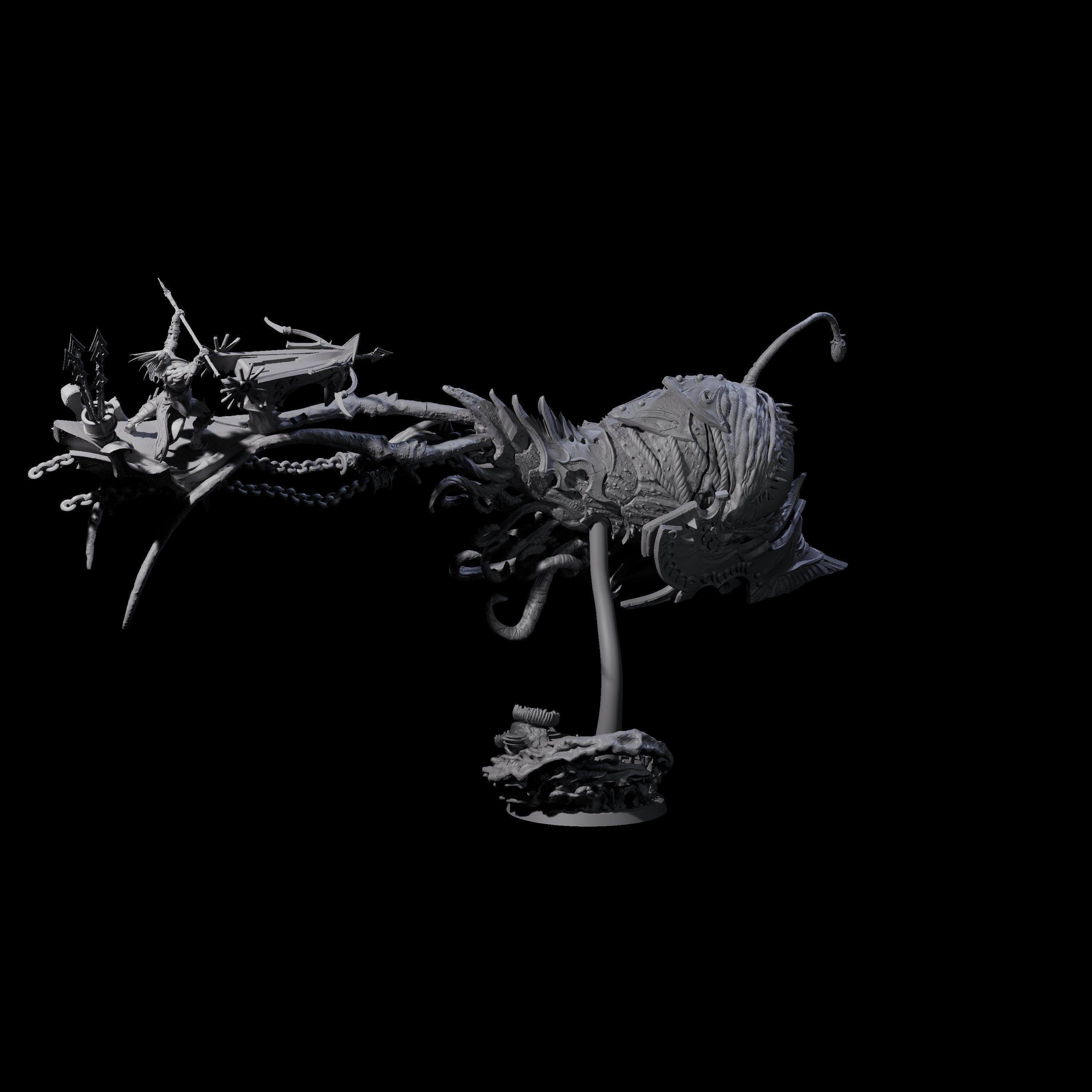 Sea Elf Piloting an Abyssal Lanternfish C Miniature for Dungeons and Dragons, Pathfinder or other TTRPGs