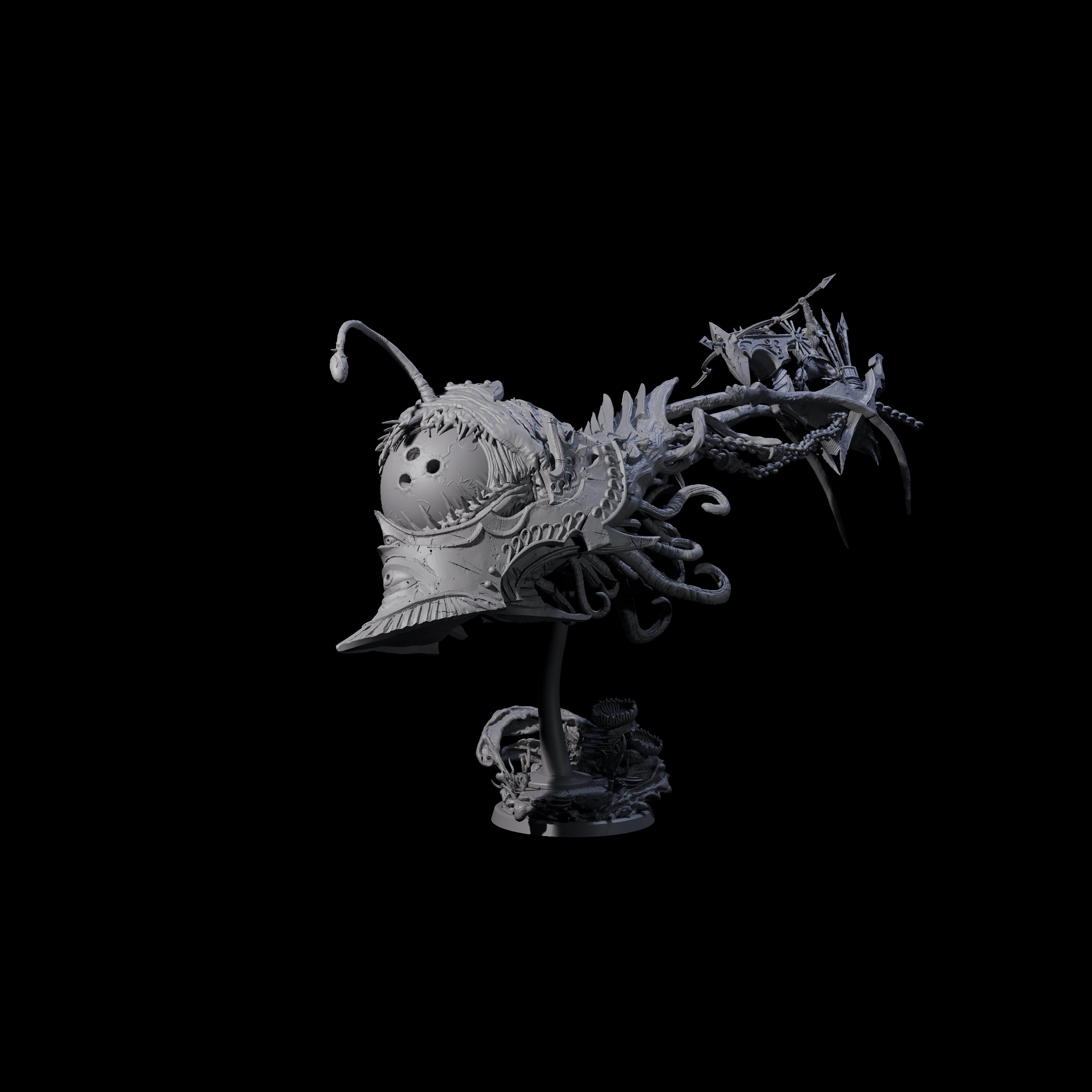 Sea Elf Piloting an Abyssal Lanternfish C Miniature for Dungeons and Dragons, Pathfinder or other TTRPGs