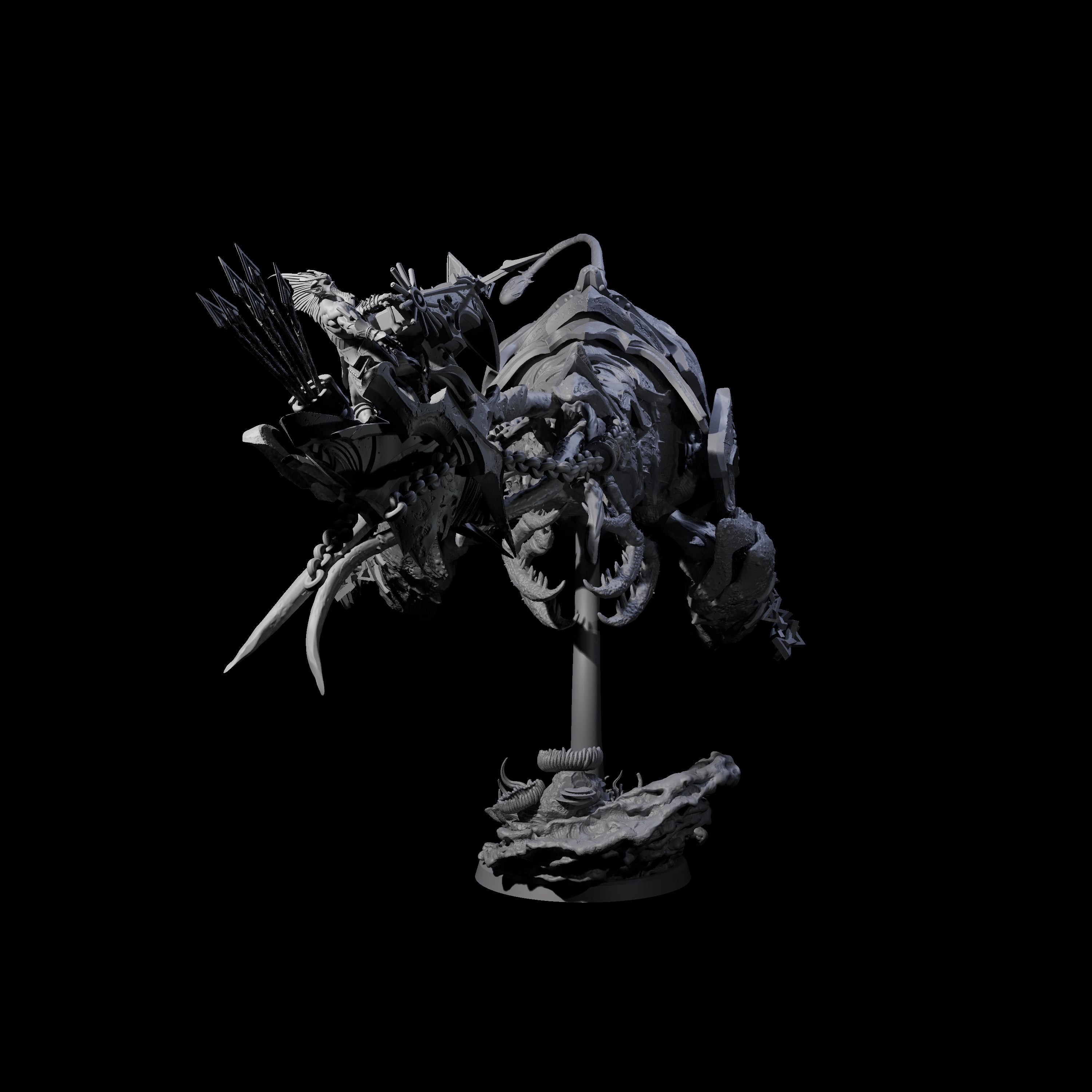 Sea Elf Piloting an Abyssal Lanternfish D Miniature for Dungeons and Dragons, Pathfinder or other TTRPGs