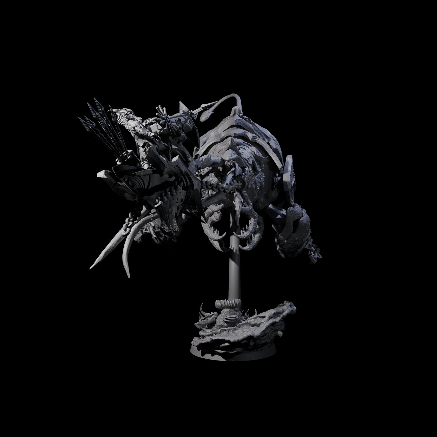 Sea Elf Piloting an Abyssal Lanternfish D Miniature for Dungeons and Dragons, Pathfinder or other TTRPGs