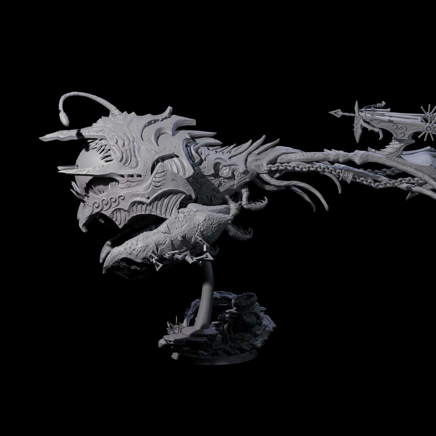 Sea Elf Piloting an Abyssal Lanternfish D Miniature for Dungeons and Dragons, Pathfinder or other TTRPGs