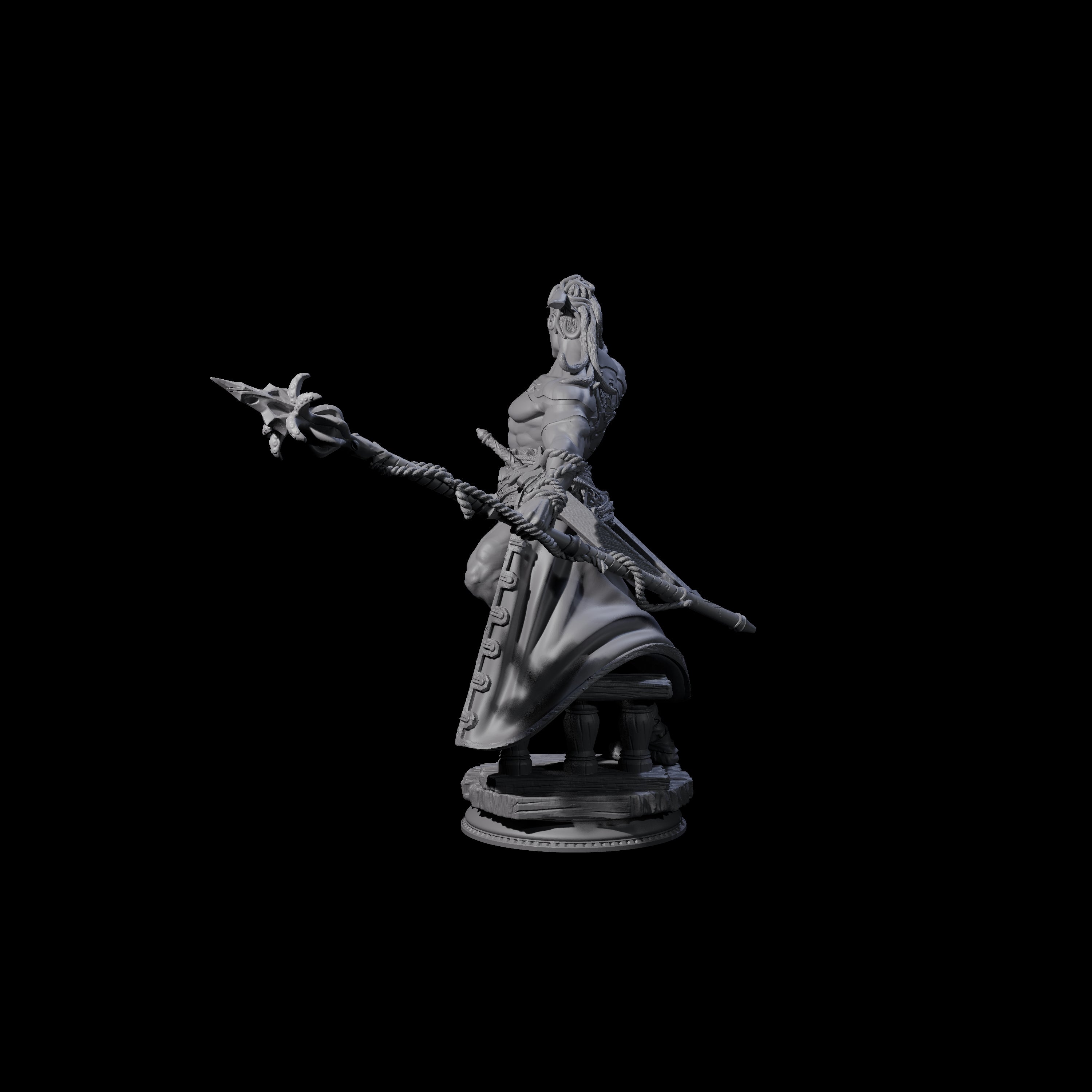 Seafaring Spear Hunter Miniature for Dungeons and Dragons, Pathfinder or other TTRPGs
