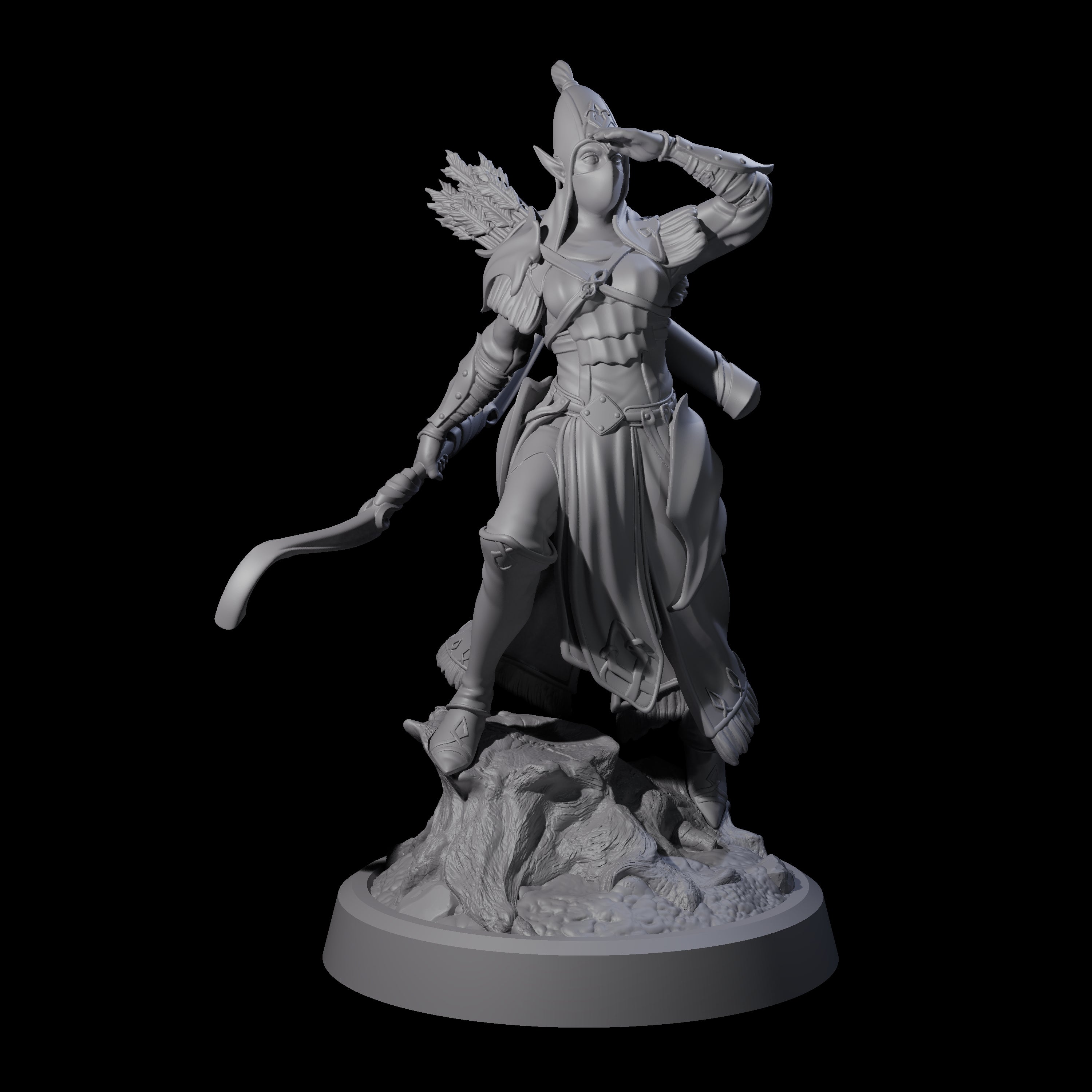 Searching Elf Archer Miniature for Dungeons and Dragons, Pathfinder or other TTRPGs
