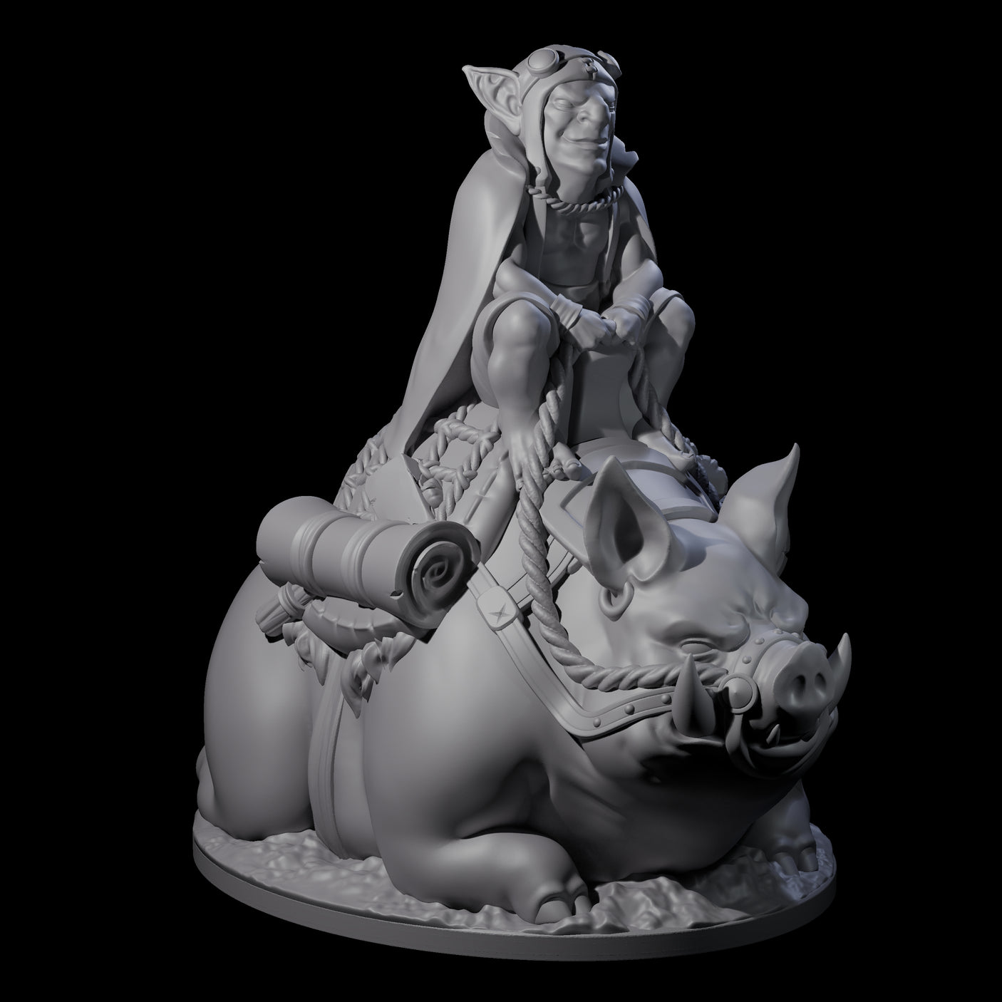 Self Important Goblin Pig Rider Miniature for Dungeons and Dragons, Pathfinder or other TTRPGs