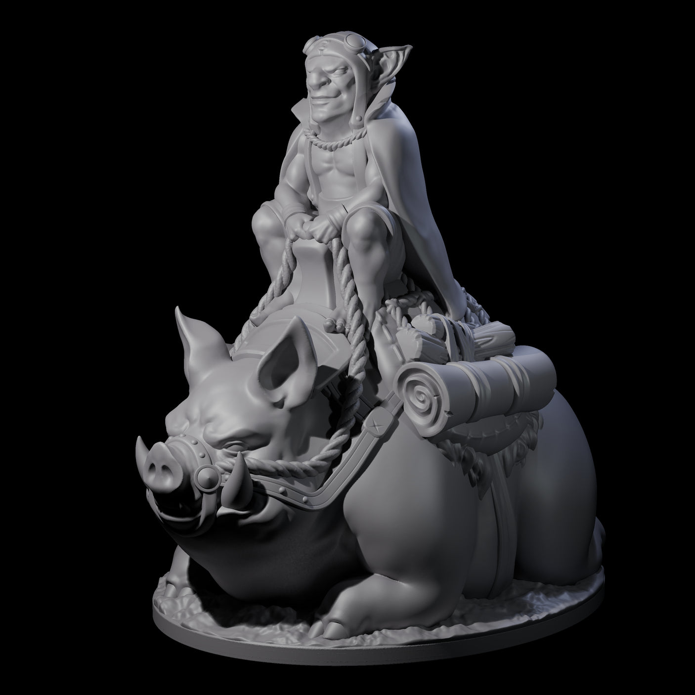 Self Important Goblin Pig Rider Miniature for Dungeons and Dragons, Pathfinder or other TTRPGs