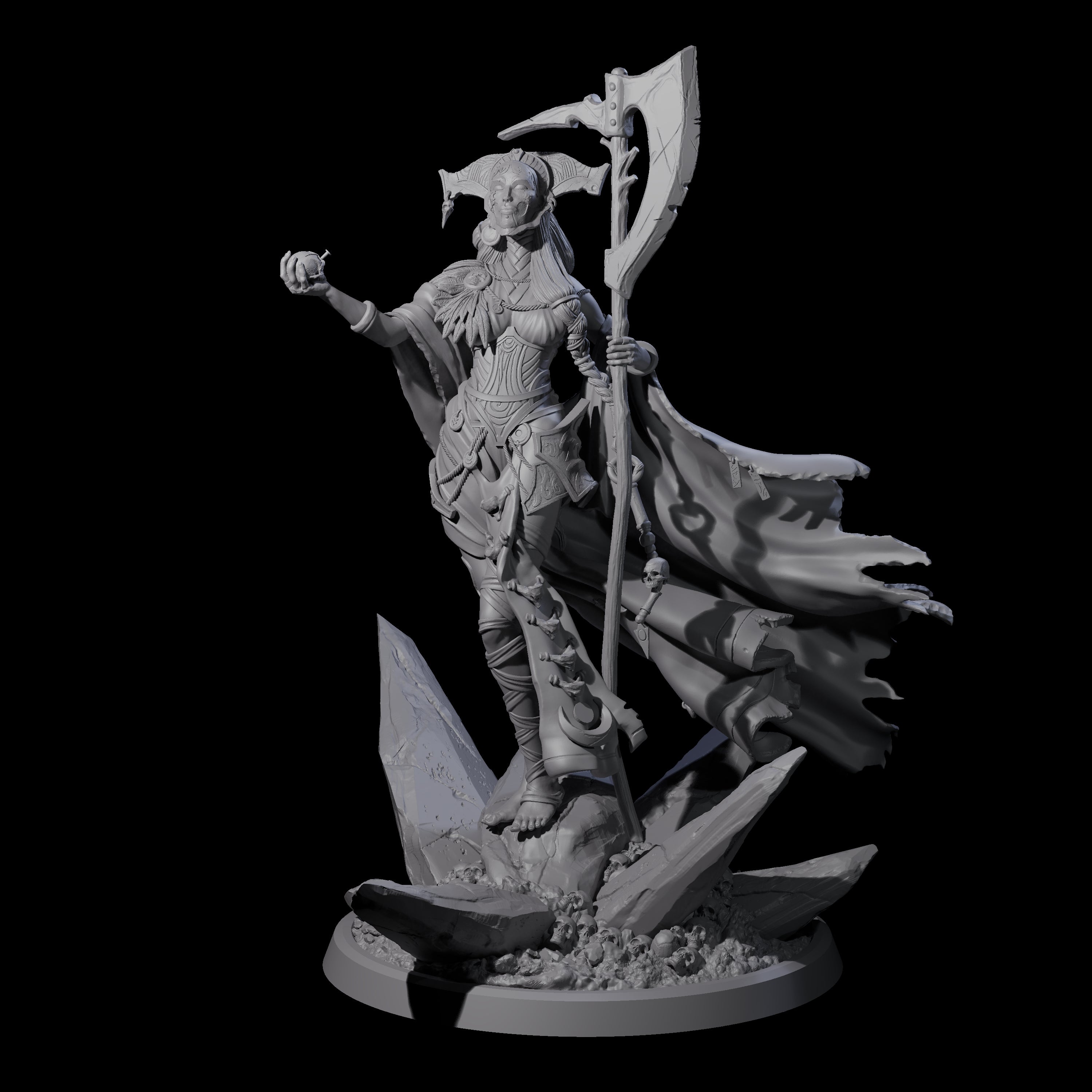 Serene Priestess Of Death A Miniature for Dungeons and Dragons, Pathfinder or other TTRPGs
