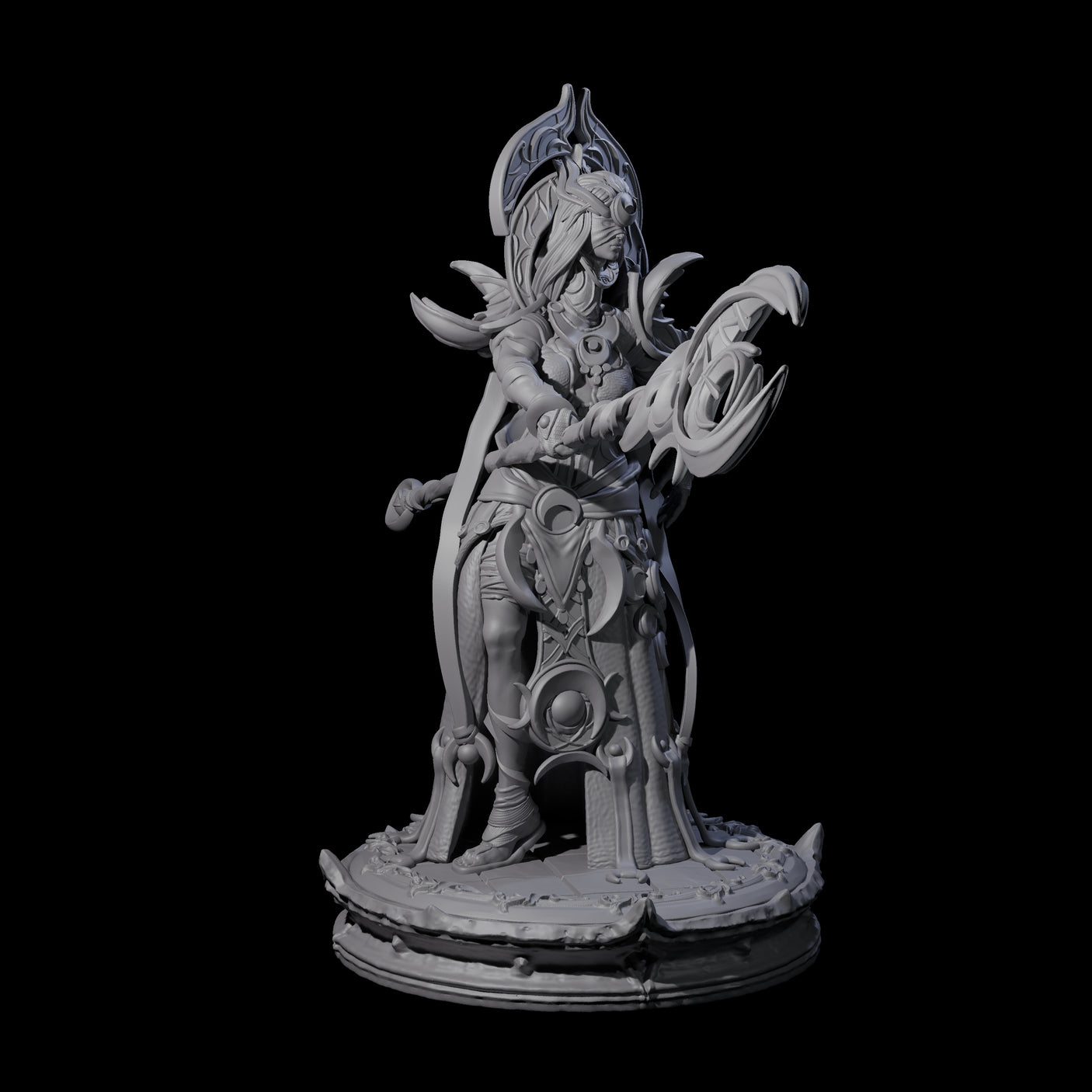 Serne Dark Elf Moon Priestess A Miniature for Dungeons and Dragons, Pathfinder or other TTRPGs