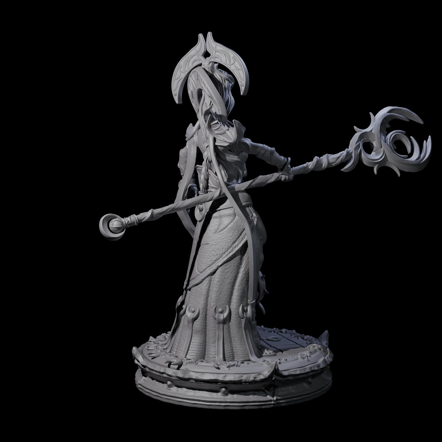 Serne Dark Elf Moon Priestess A Miniature for Dungeons and Dragons, Pathfinder or other TTRPGs