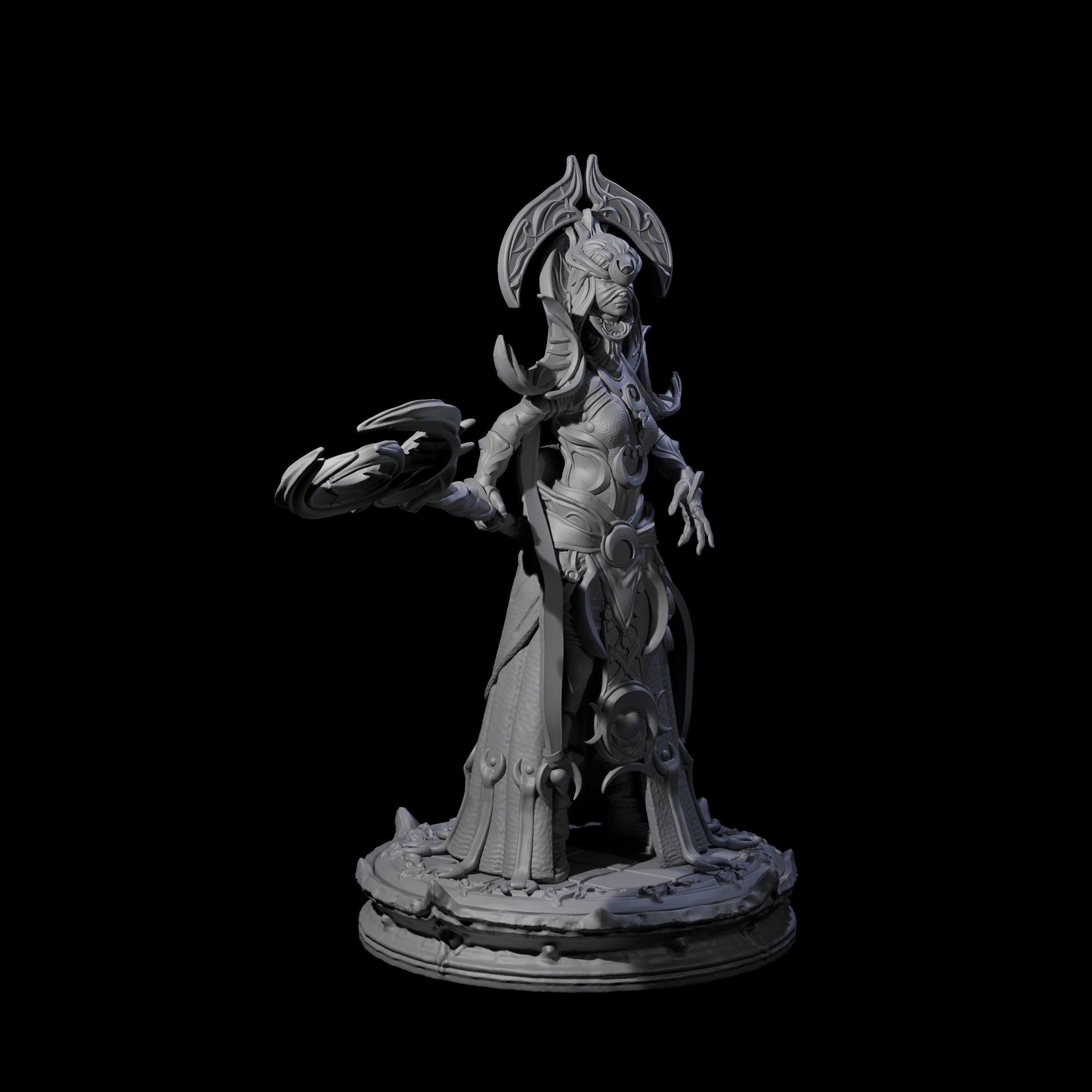 Serne Dark Elf Moon Priestess C Miniature for Dungeons and Dragons, Pathfinder or other TTRPGs