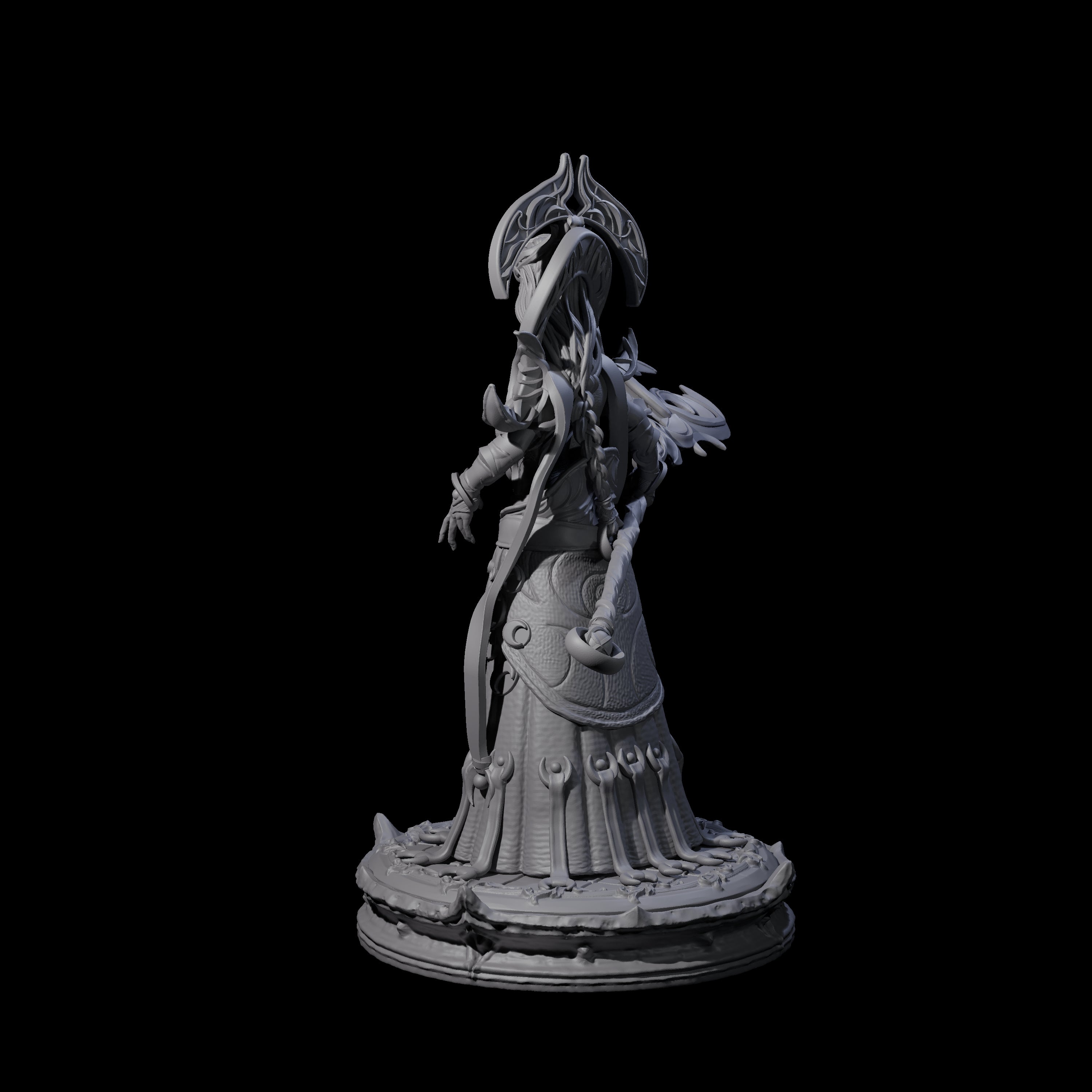 Serne Dark Elf Moon Priestess C Miniature for Dungeons and Dragons, Pathfinder or other TTRPGs