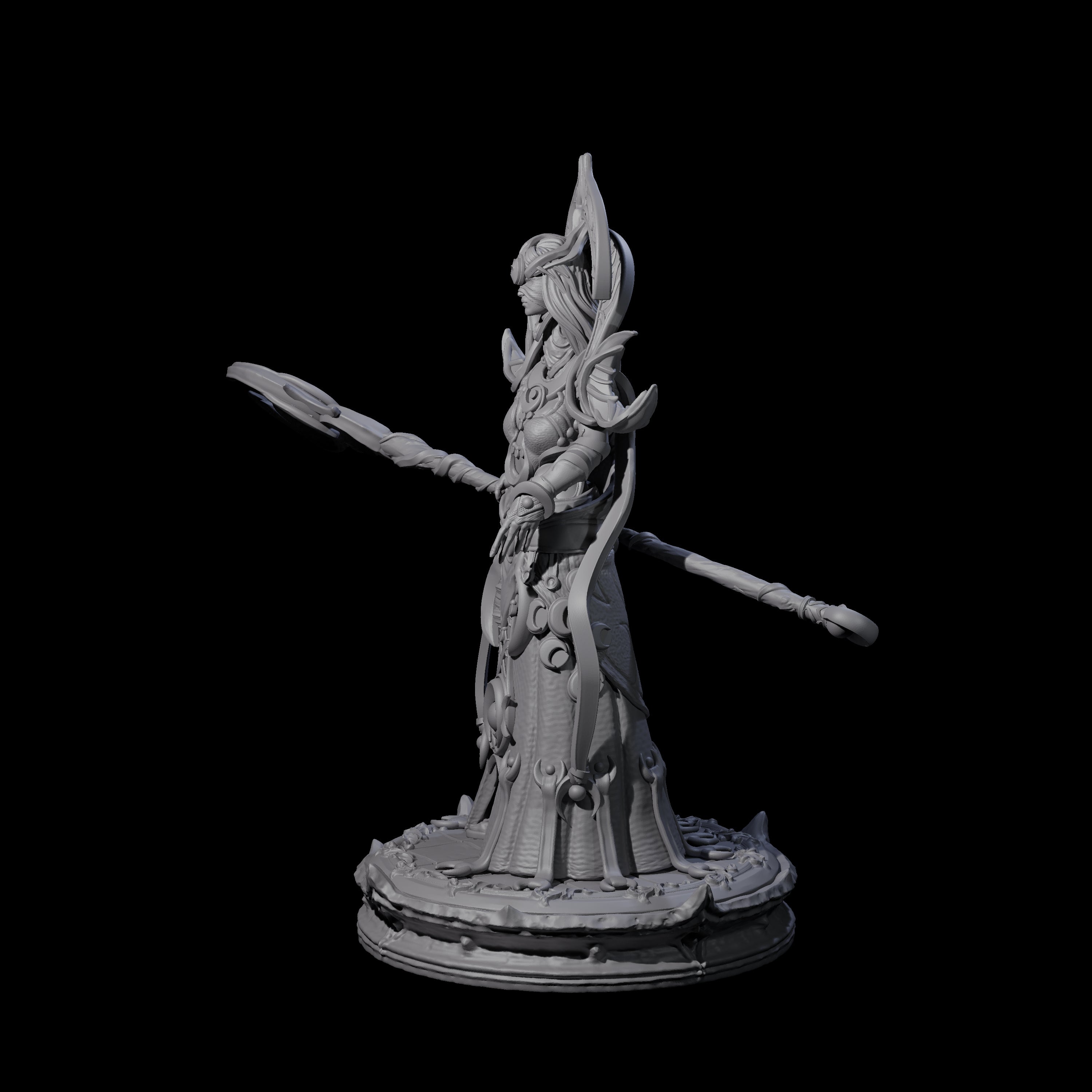 Serne Dark Elf Moon Priestess C Miniature for Dungeons and Dragons, Pathfinder or other TTRPGs