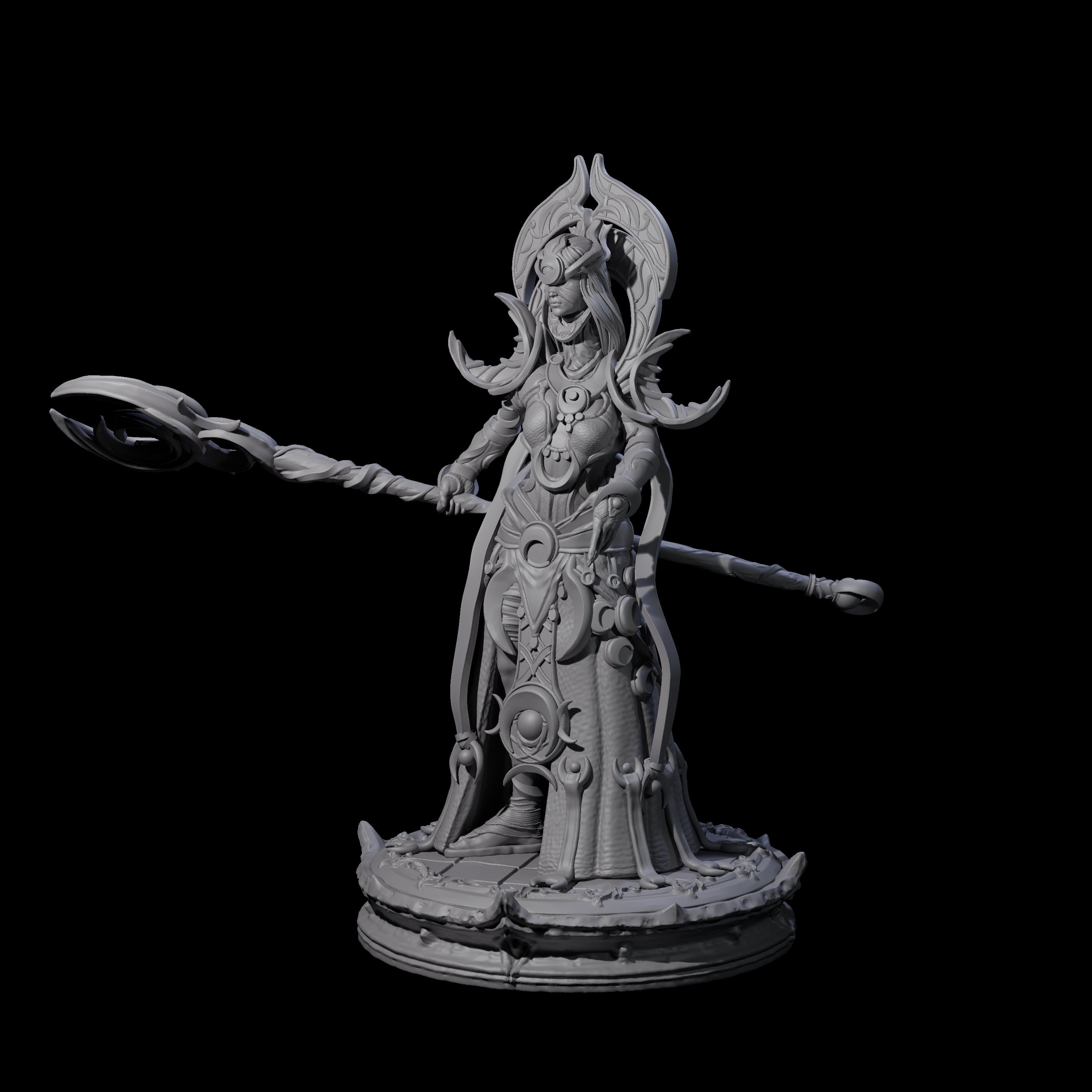 Serne Dark Elf Moon Priestess C Miniature for Dungeons and Dragons, Pathfinder or other TTRPGs