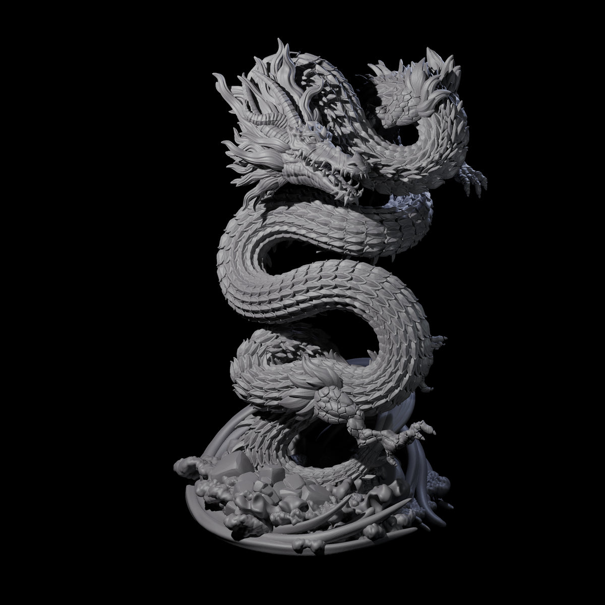 Serpentine Flood Dragon Miniature for Dungeons and Dragons, Pathfinder or other TTRPGs